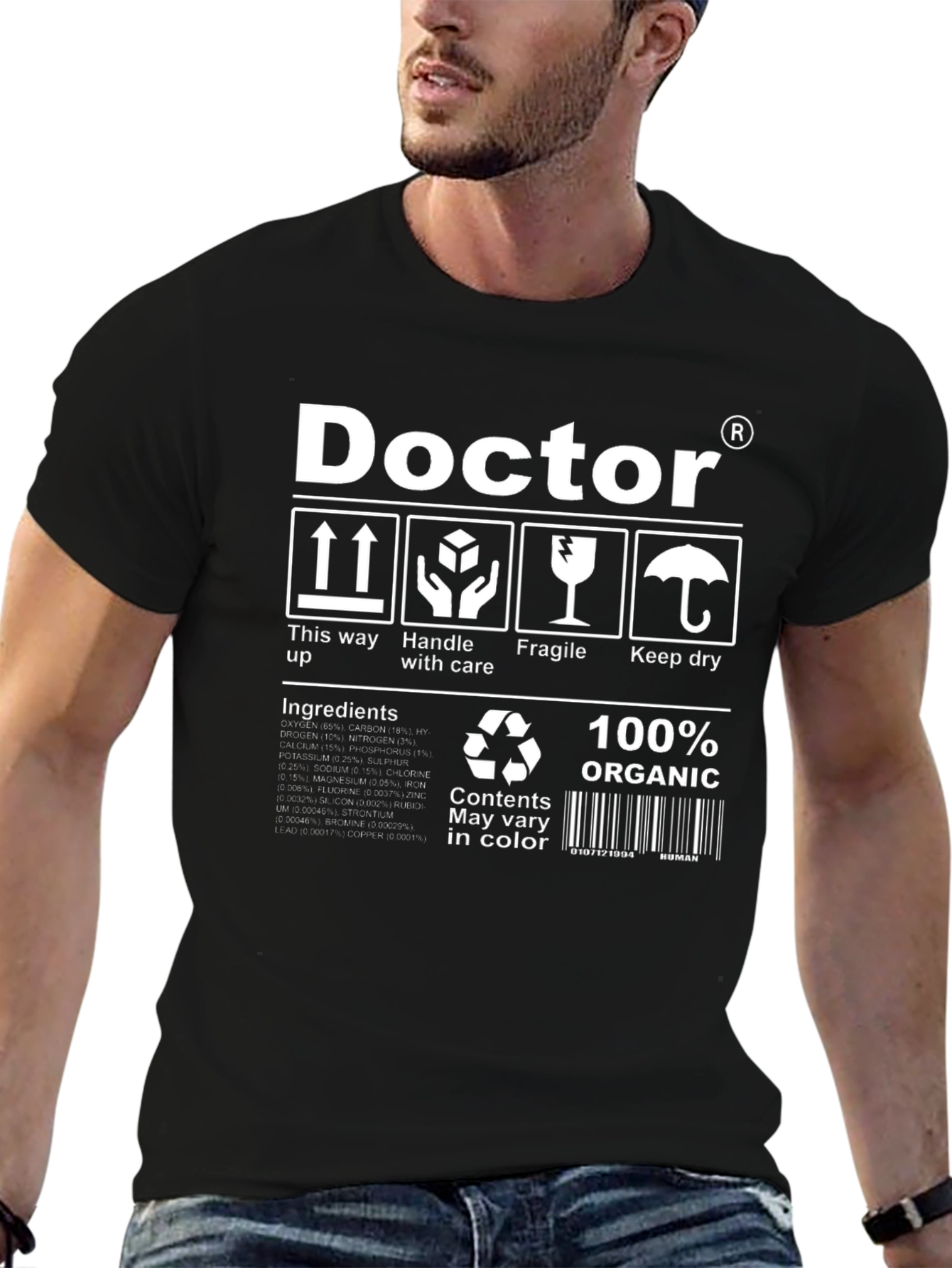Doctor Organic Ingredients Black T-Shirt