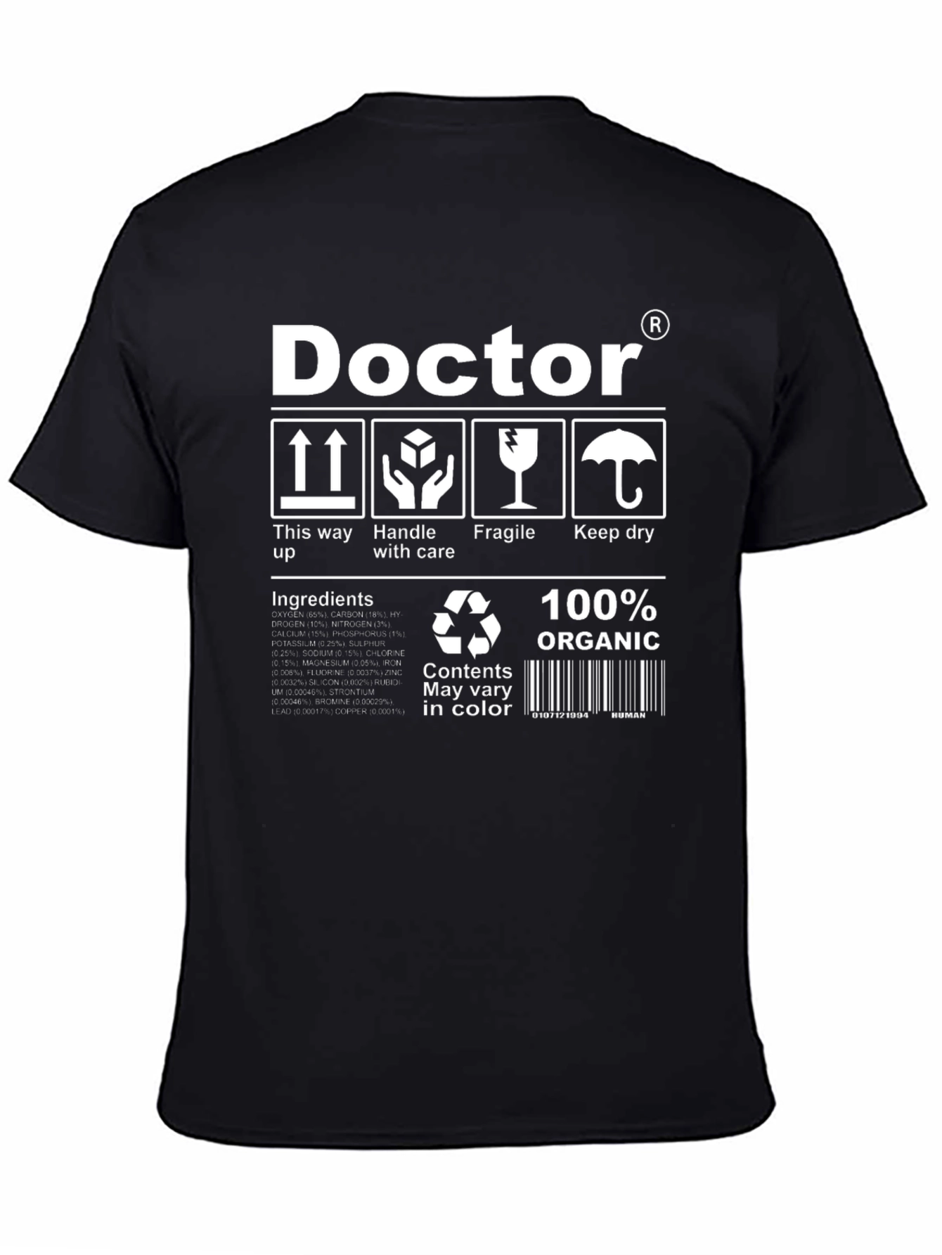 Doctor Organic Ingredients Black T-Shirt