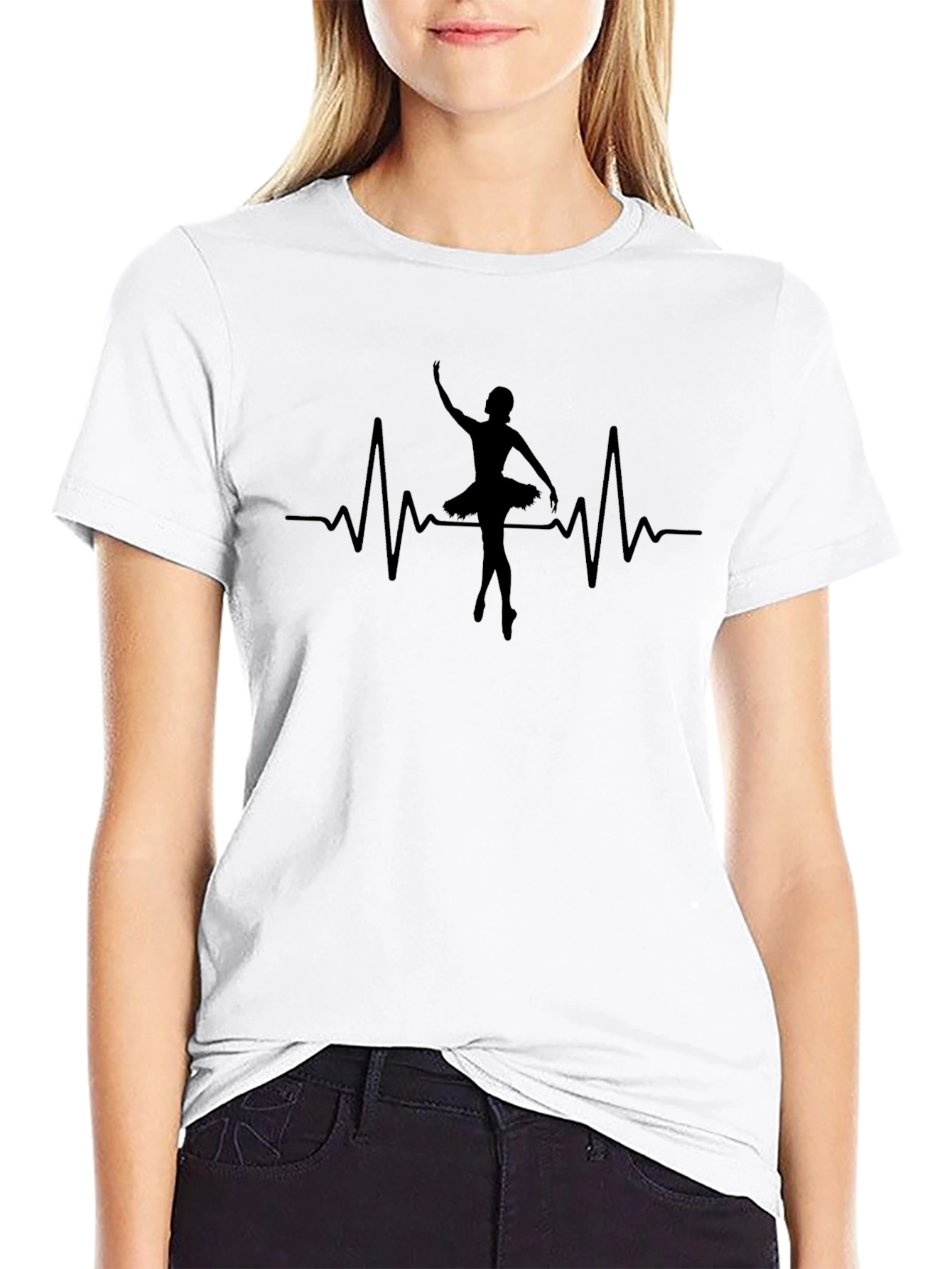 Ballerina Heartbeat Graphic Tee - Black
