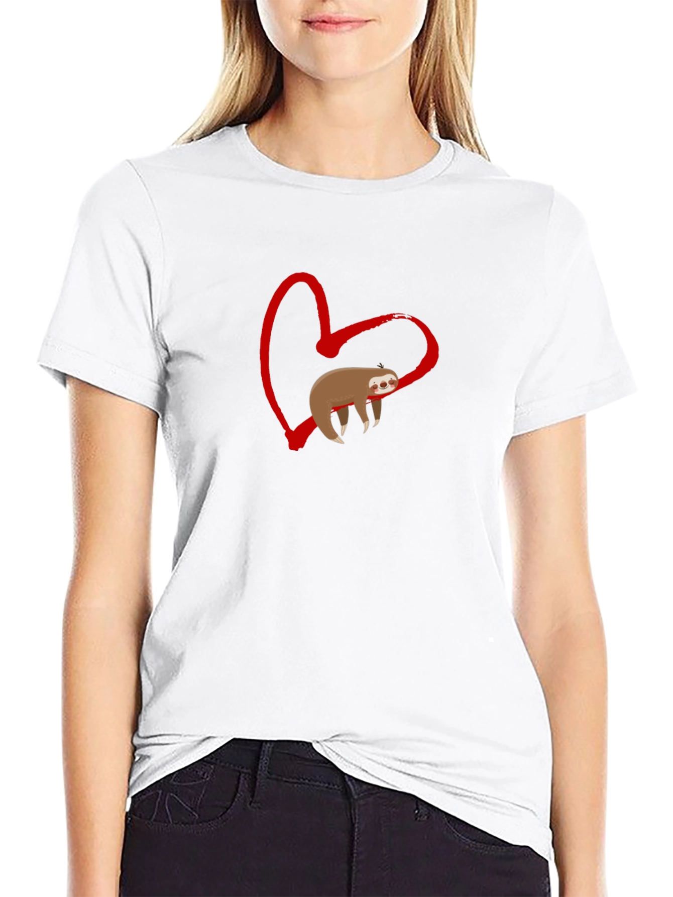 Sloth Heart Graphic Tee - Black