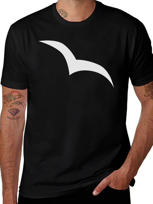 Stylish Black Tee with Seagull Graphic