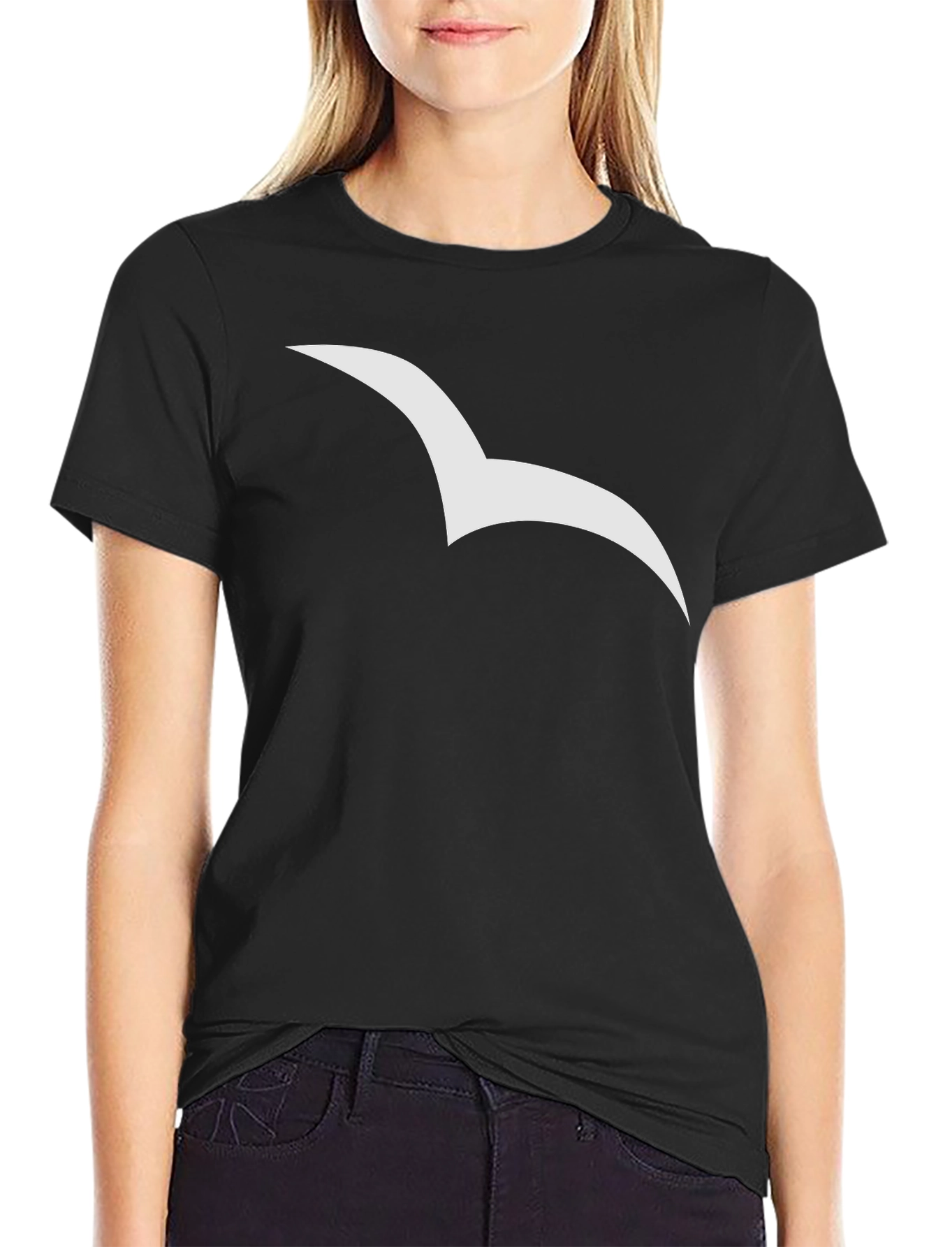 Stylish Black Tee with Seagull Graphic