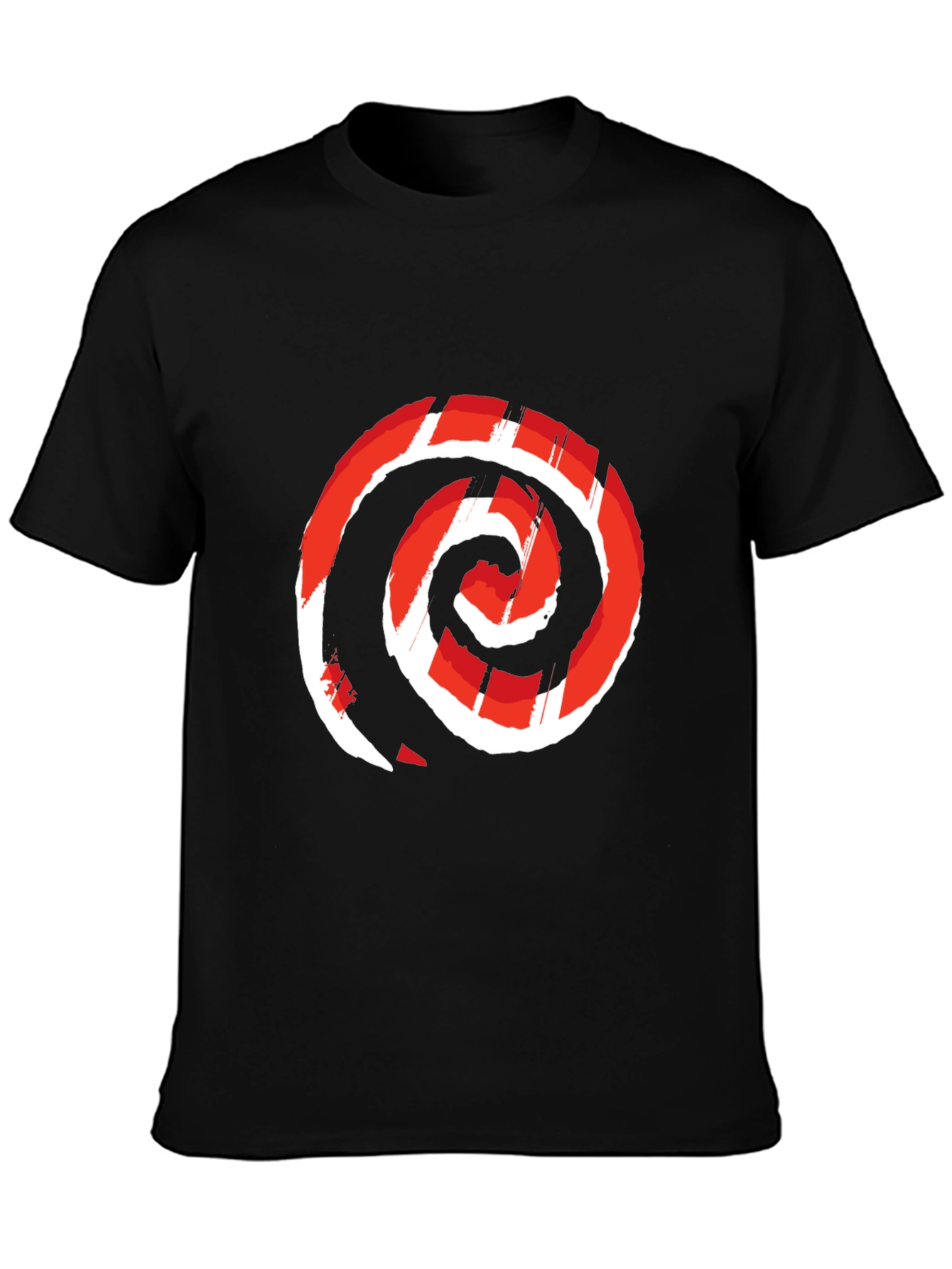 Red Swirl Graphic Print Black Tee