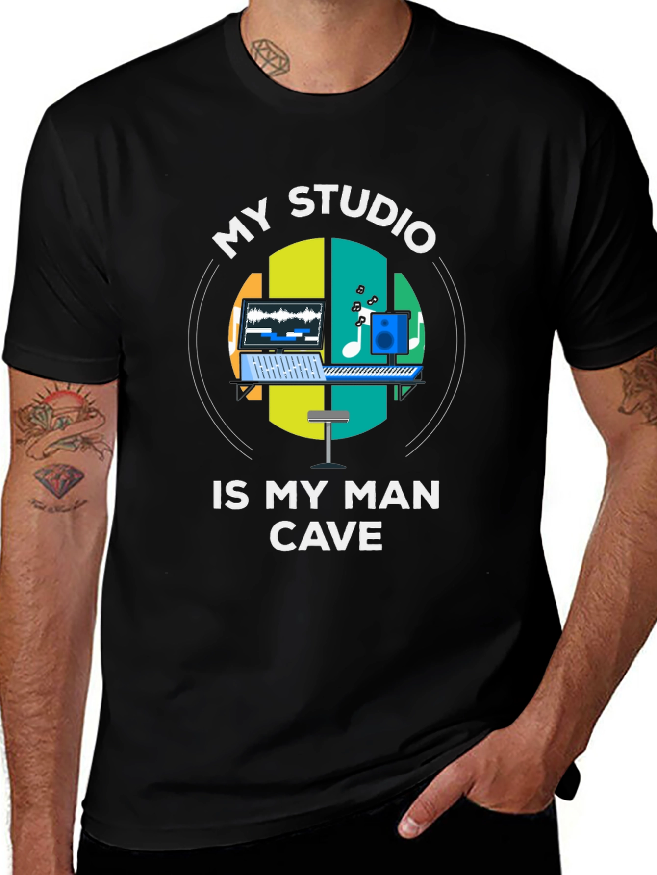 My Studio Is My Man Cave Black T-Shirt
