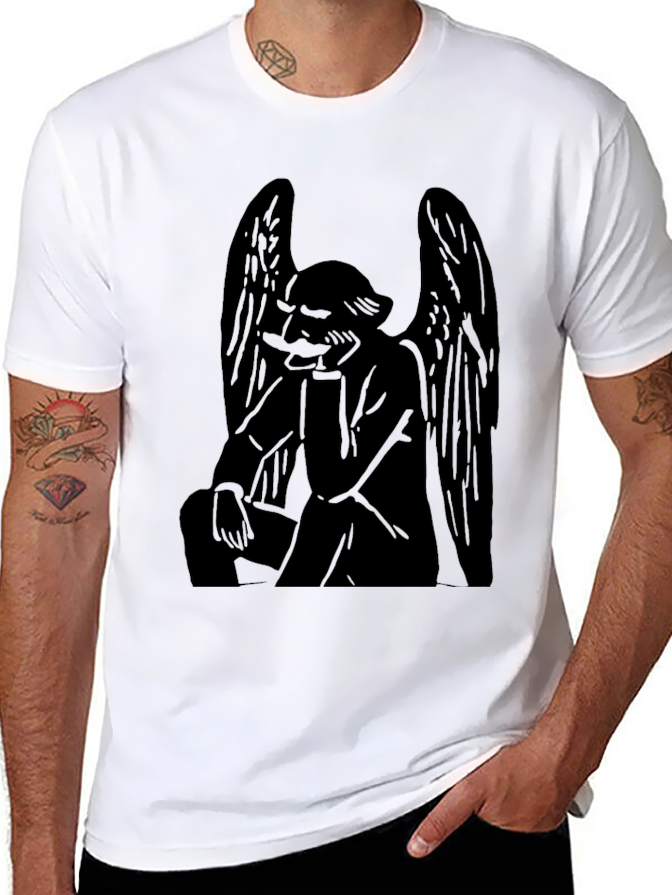 Angel Graphic Tee - Mens Black T-Shirt