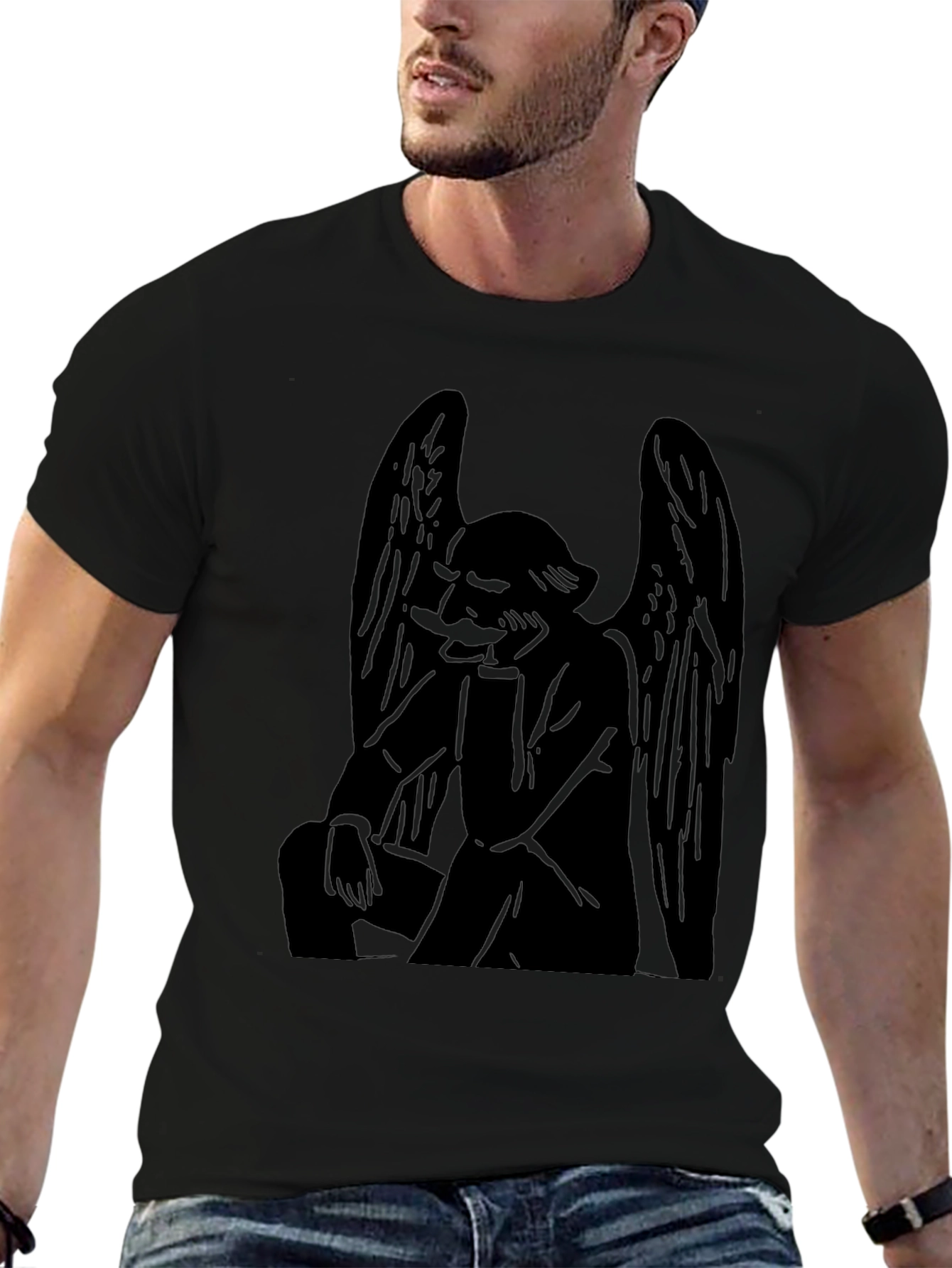 Angel Graphic Tee - Mens Black T-Shirt