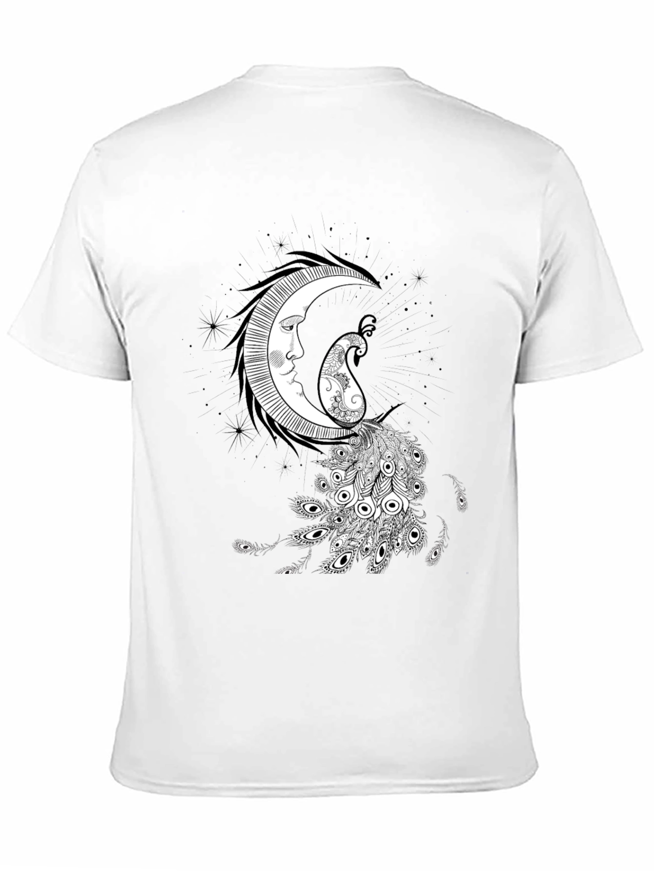 Mystic Moon & Paisley Peacock Graphic Tee - Black