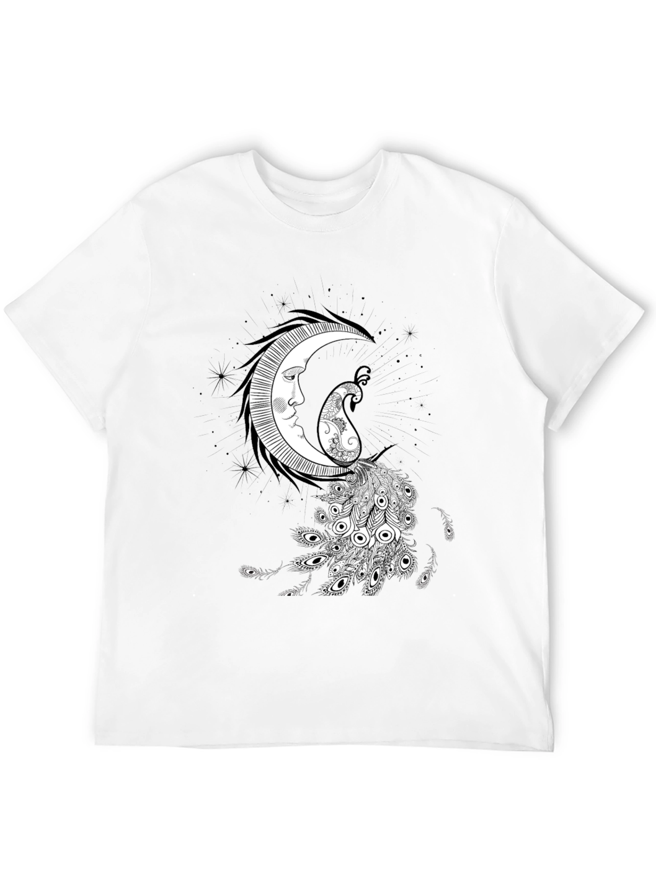 Mystic Moon & Paisley Peacock Graphic Tee - Black