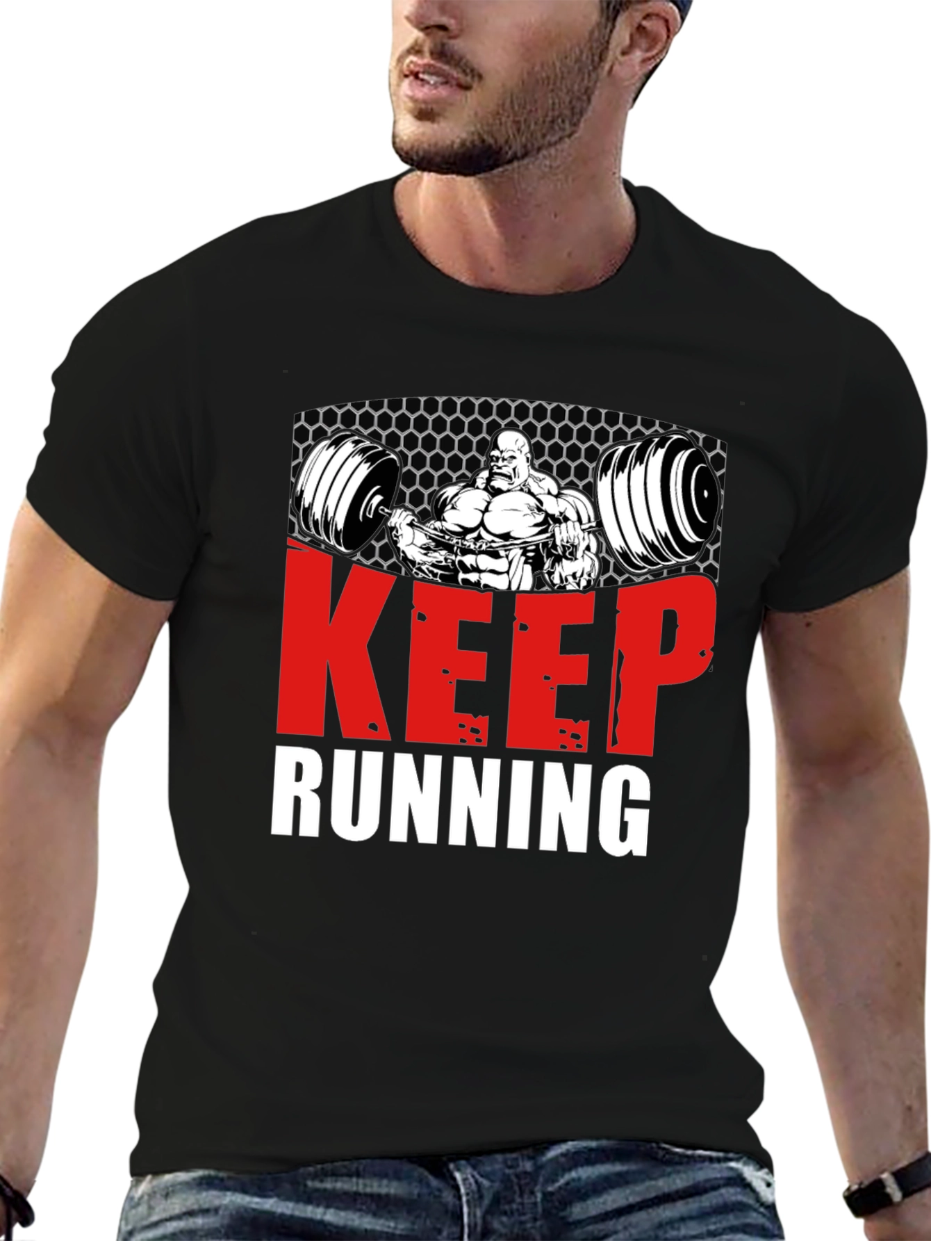 Keep Running Gym Bodybuilder Graphic T-Shirt