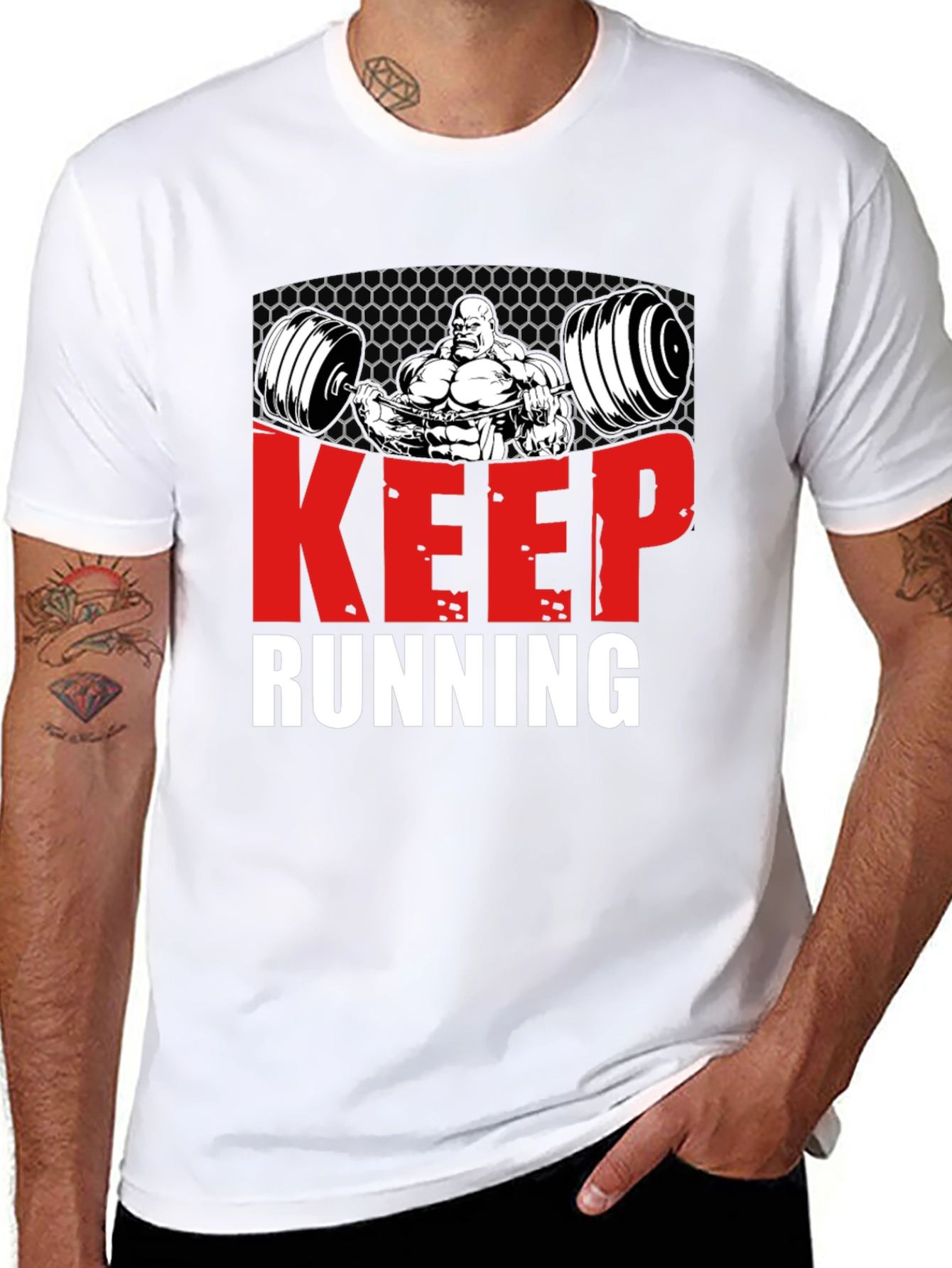 Keep Running Gym Bodybuilder Graphic T-Shirt