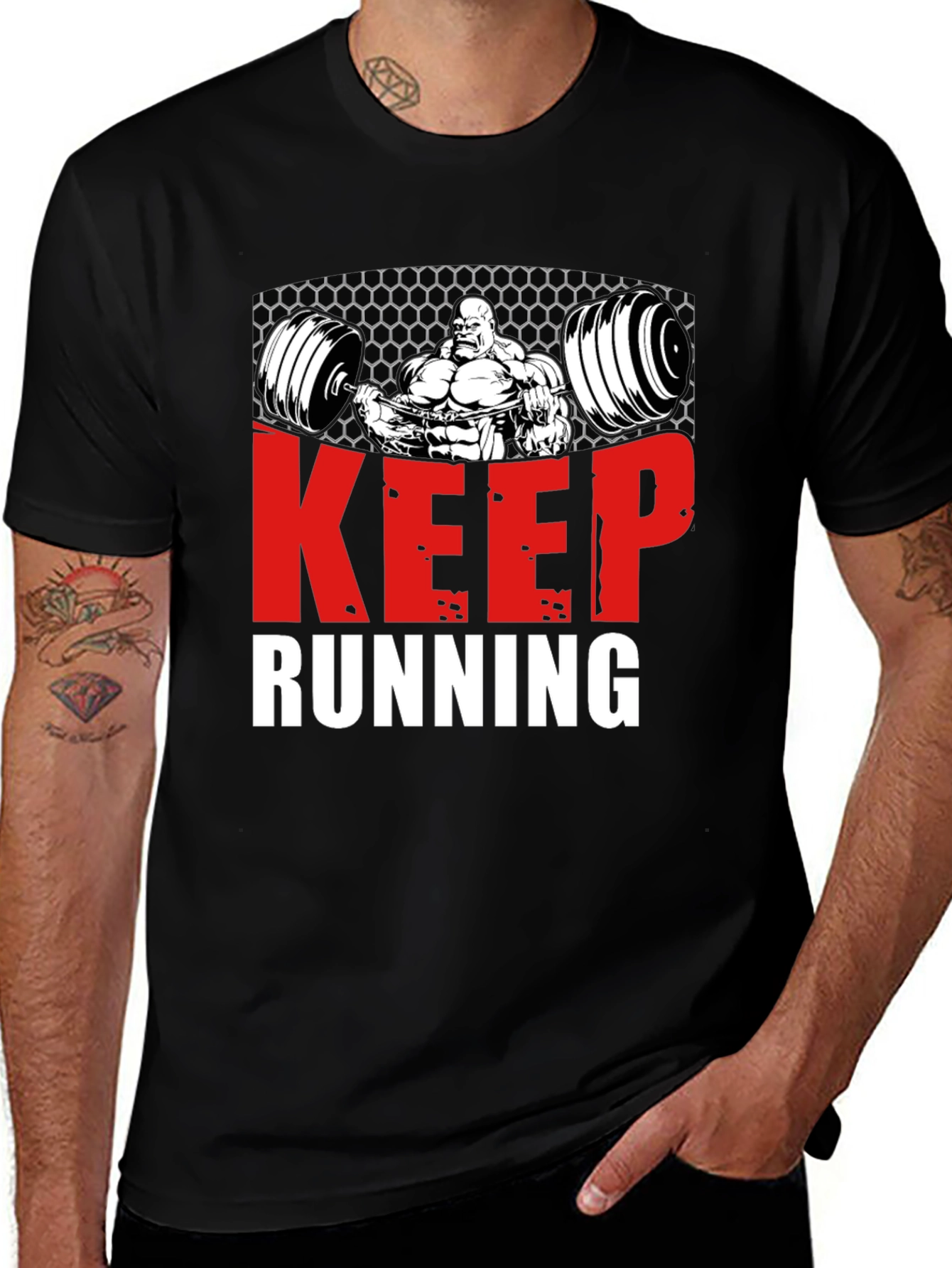 Keep Running Gym Bodybuilder Graphic T-Shirt