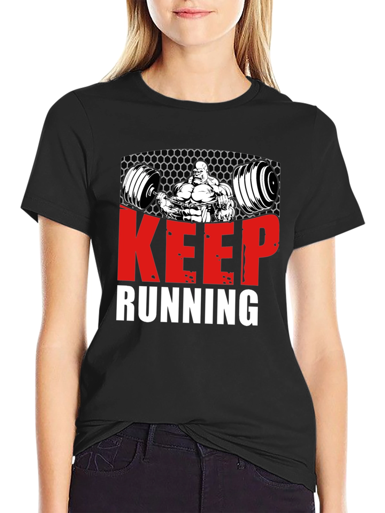 Keep Running Gym Bodybuilder Graphic T-Shirt