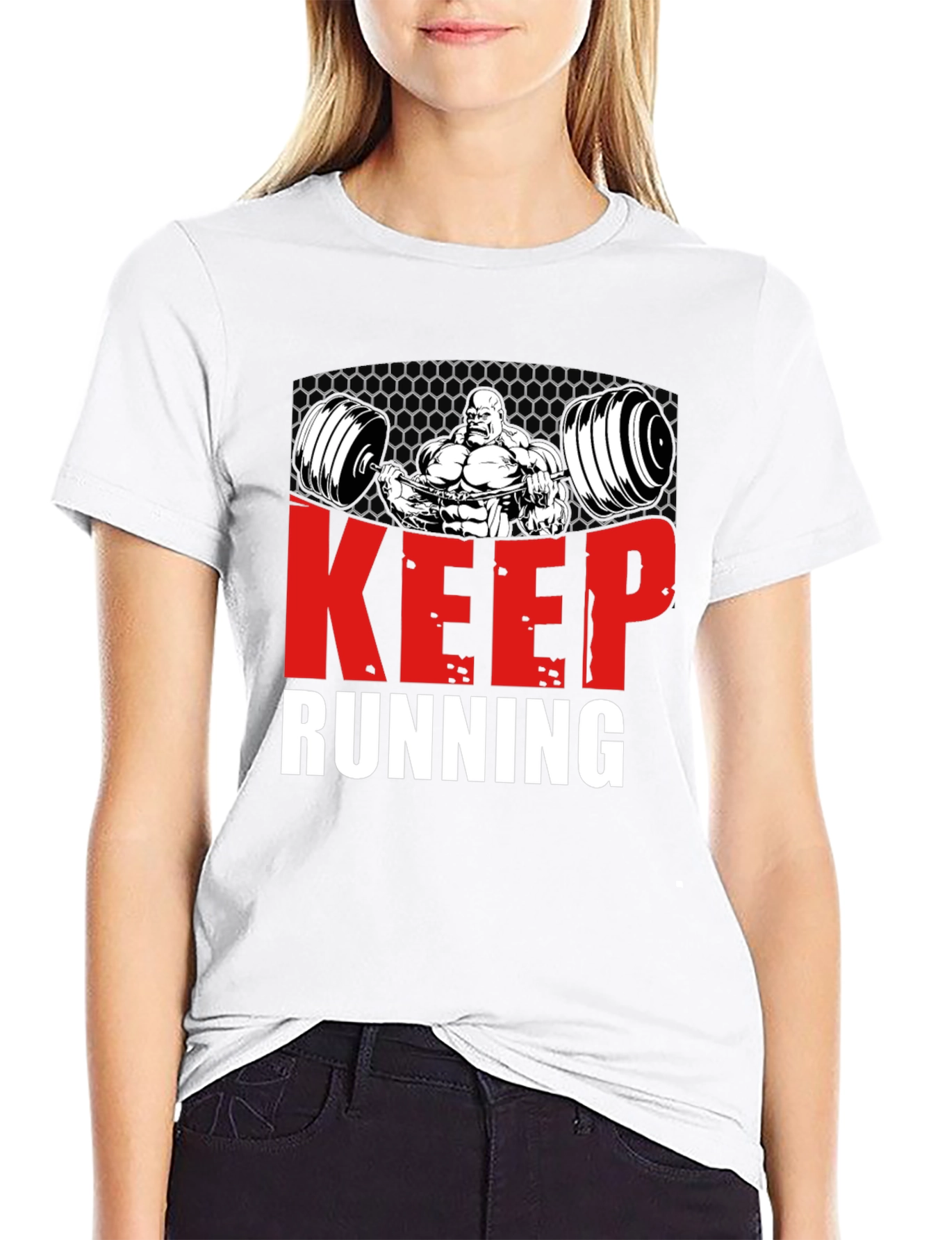 Keep Running Gym Bodybuilder Graphic T-Shirt