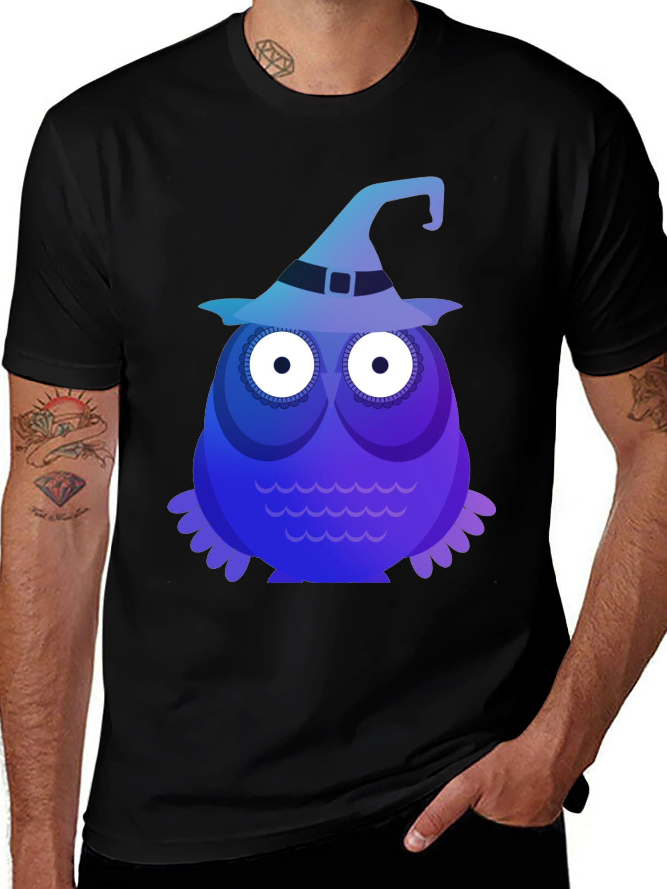 Witch Owl Graphic Tee - Spooky Cute Halloween T-Shirt