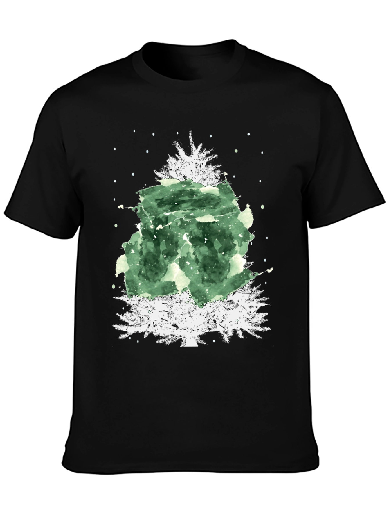 Festive Christmas Tree Graphic Tee - Black