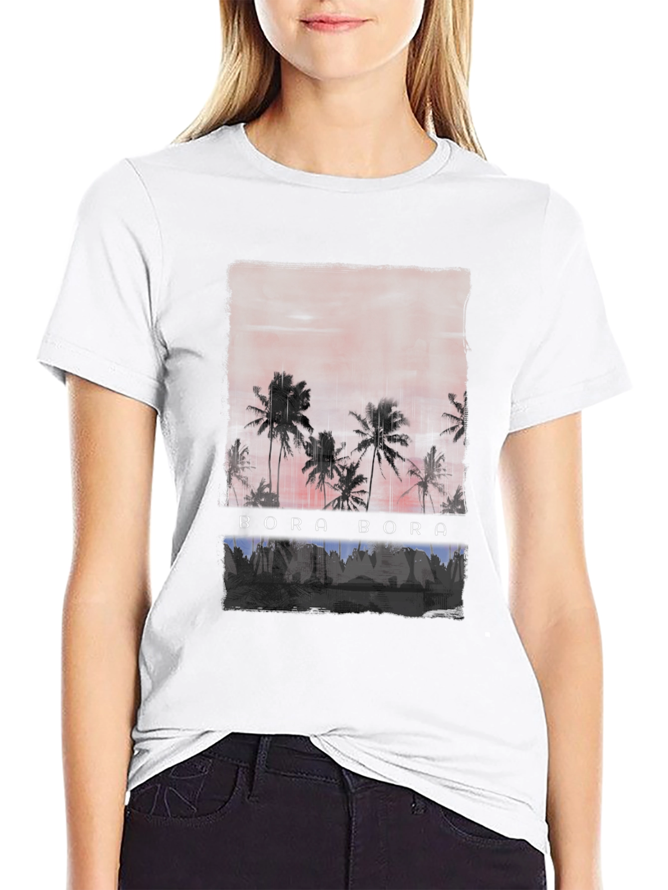 Bora Bora Palm Sunset Graphic Tee