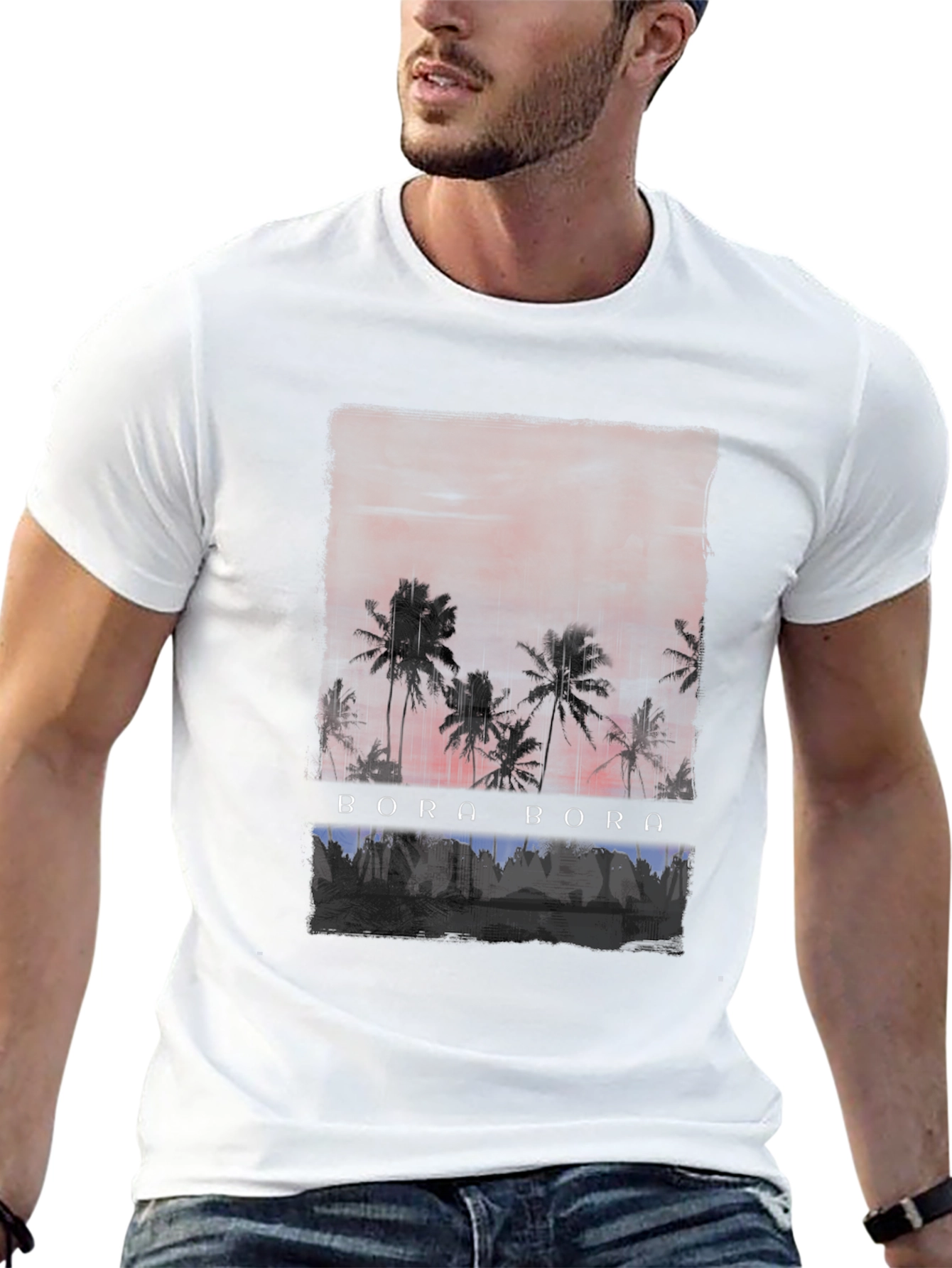 Bora Bora Palm Sunset Graphic Tee