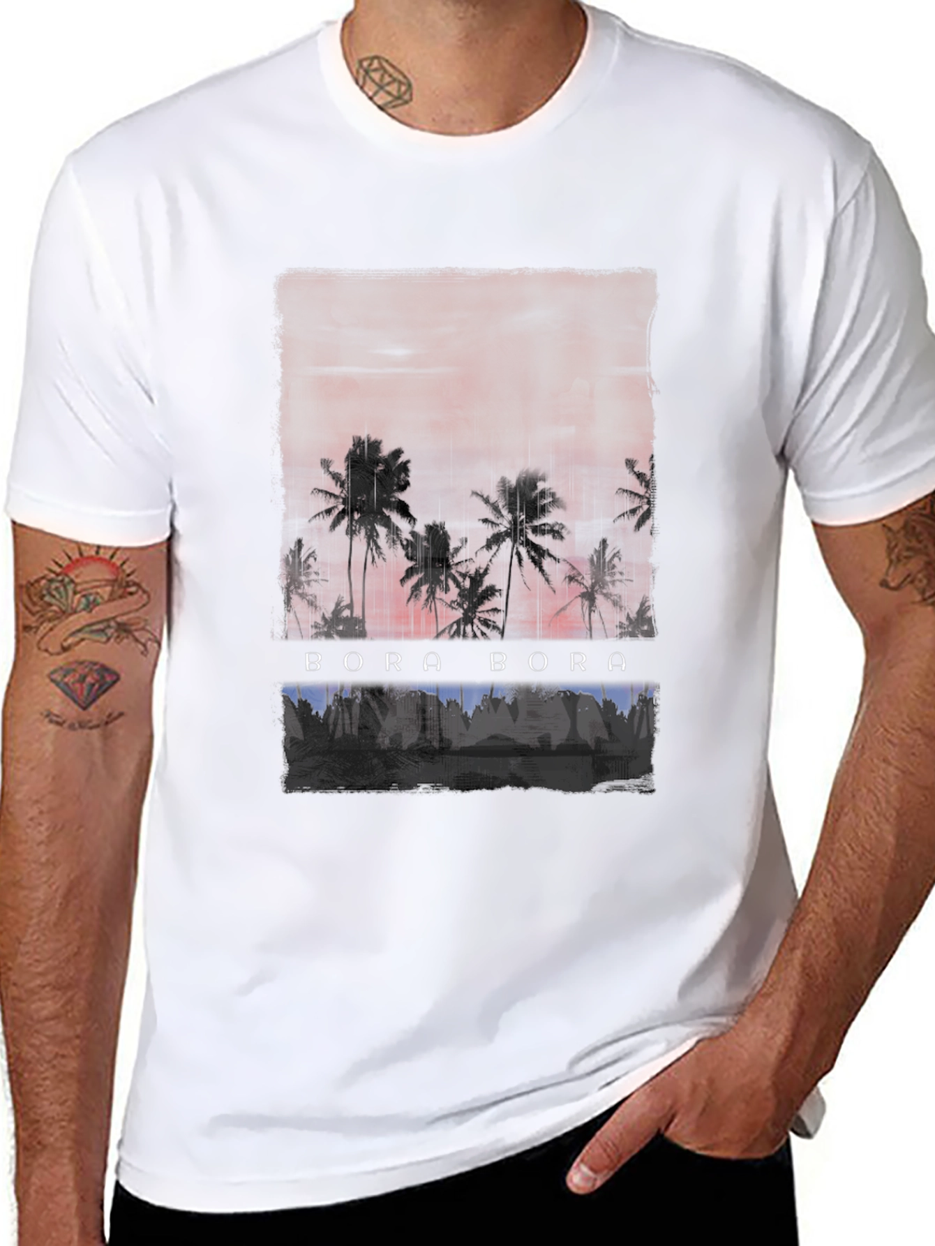 Bora Bora Palm Sunset Graphic Tee