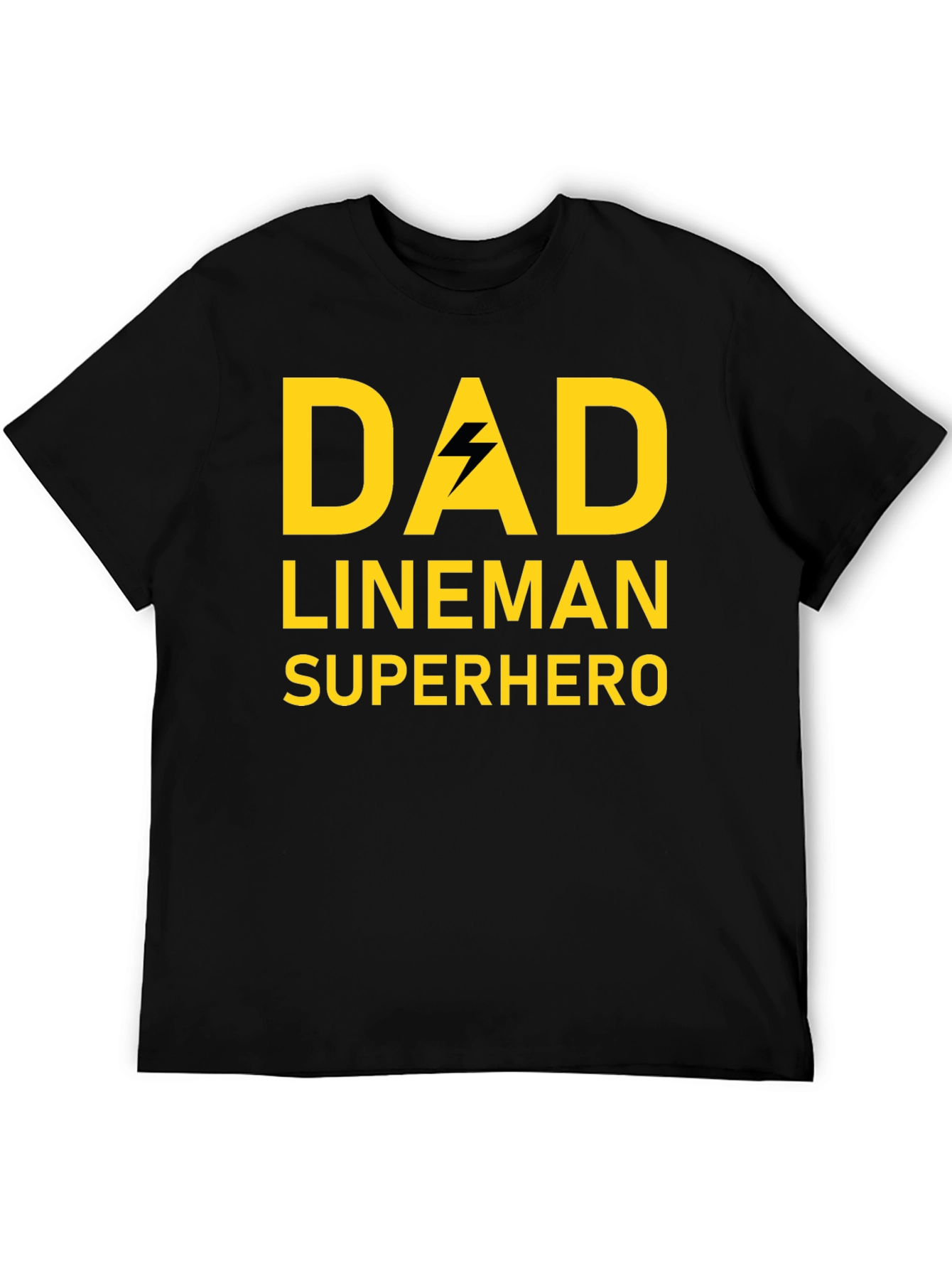 Dad Lineman Superhero Black T-Shirt