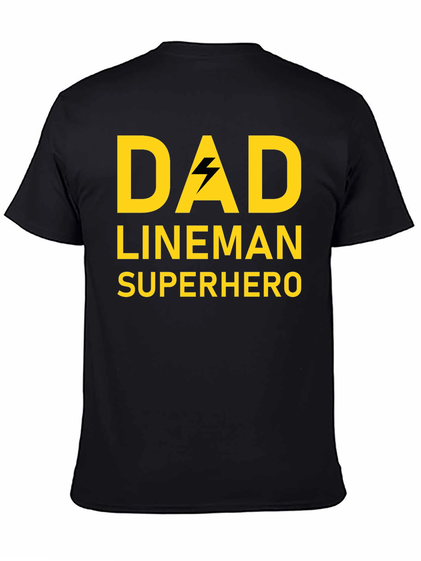Dad Lineman Superhero Black T-Shirt