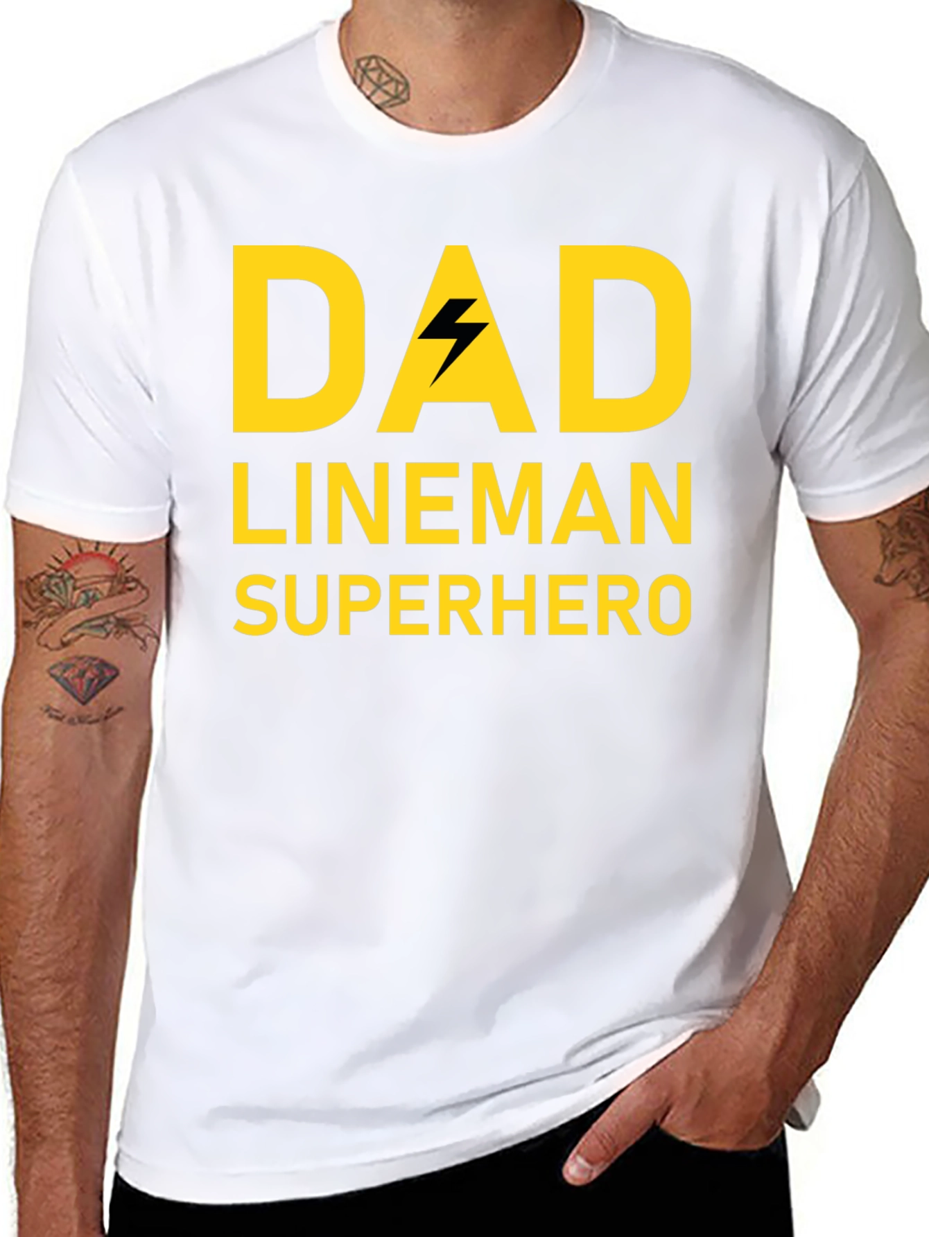 Dad Lineman Superhero Black T-Shirt