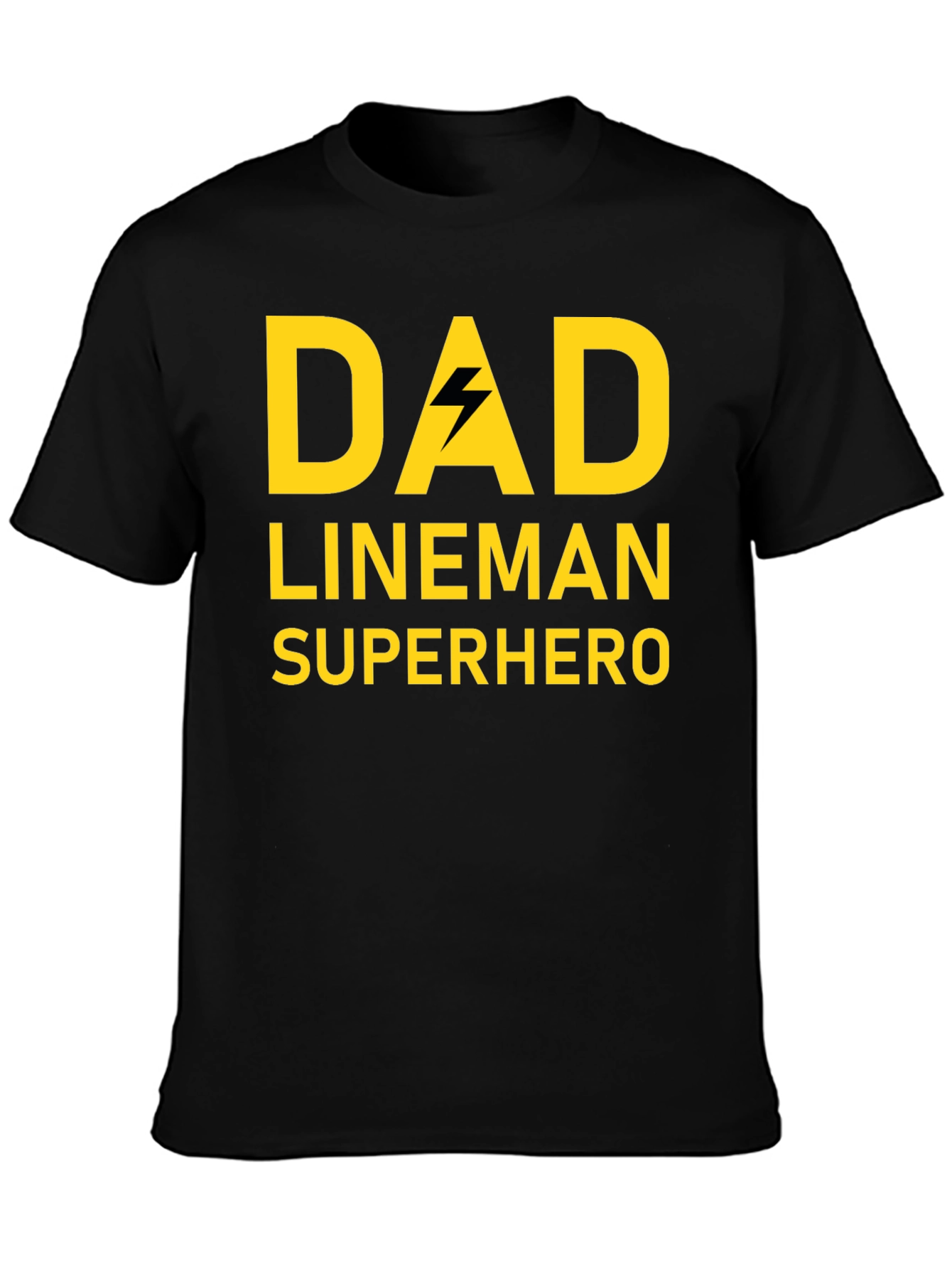 Dad Lineman Superhero Black T-Shirt