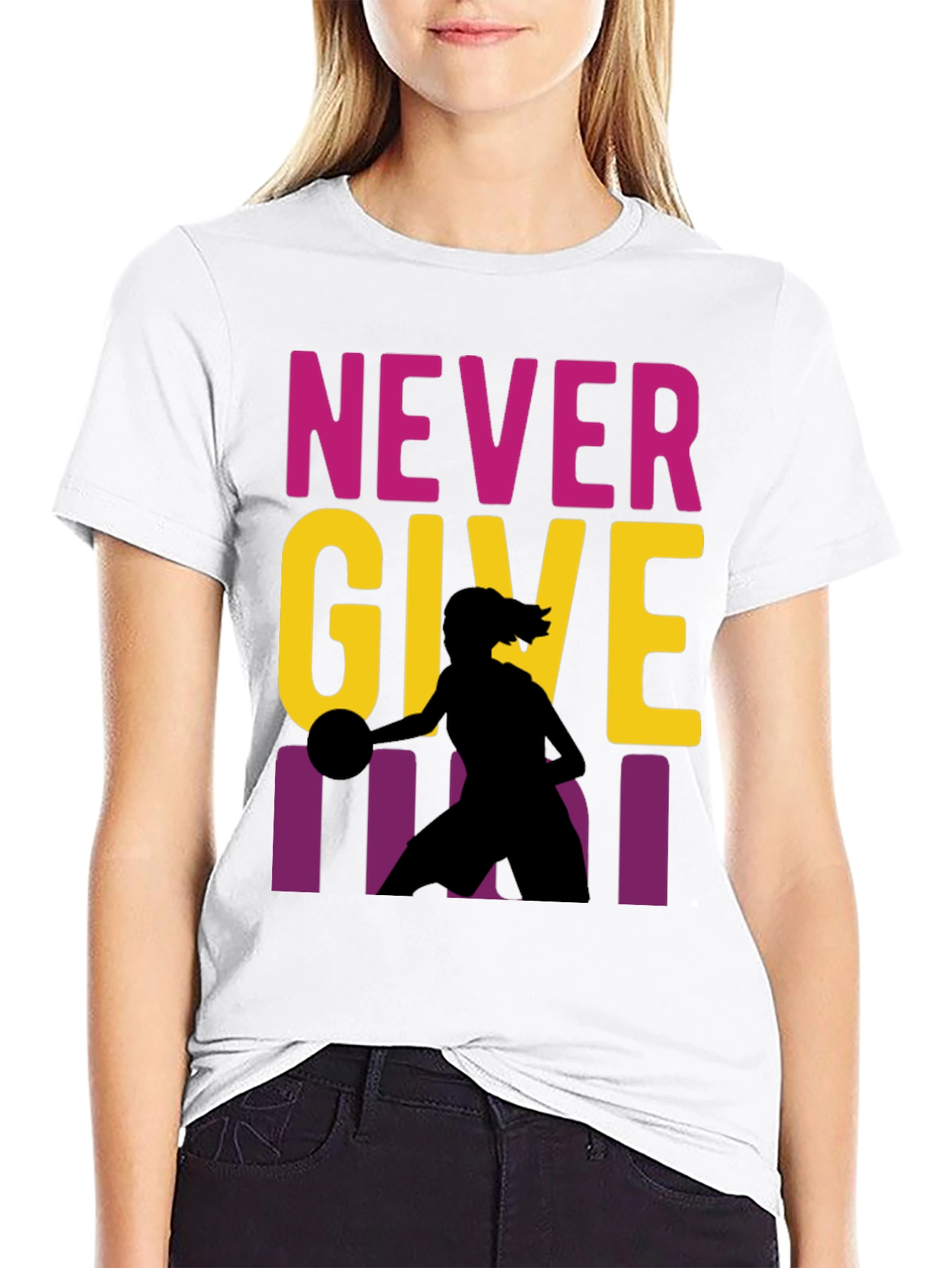 Never Give Up Basketball Graphic Tee