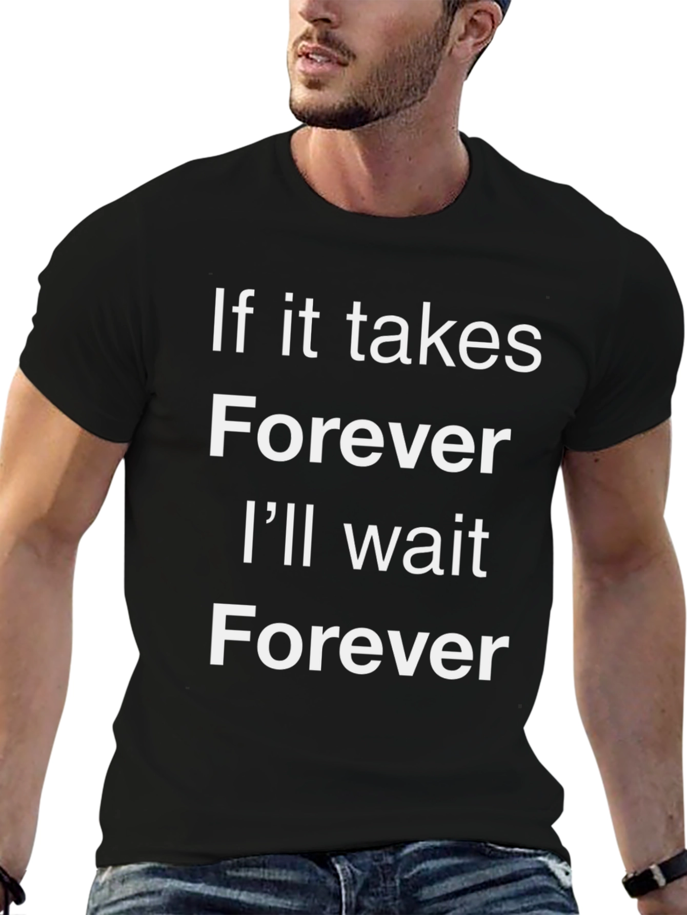 Forever Wait Graphic Tee - Black Cotton T-Shirt