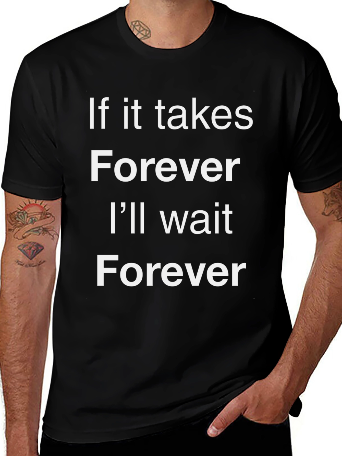Forever Wait Graphic Tee - Black Cotton T-Shirt