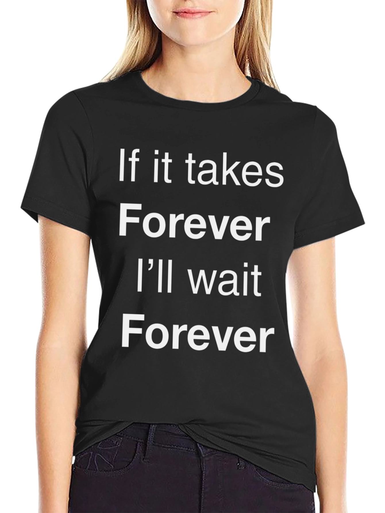 Forever Wait Graphic Tee - Black Cotton T-Shirt