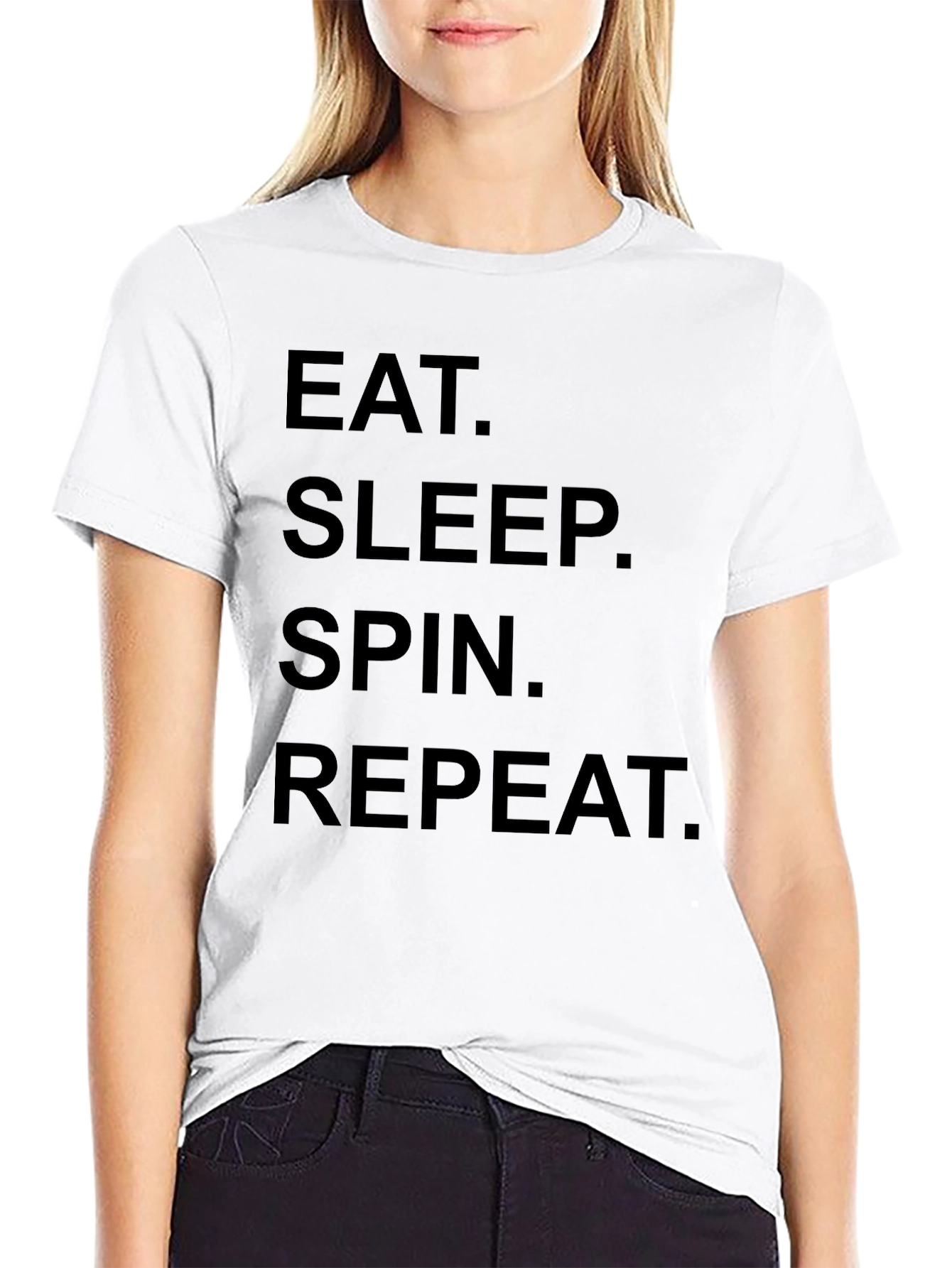 Eat Sleep Spin Repeat Black T-Shirt