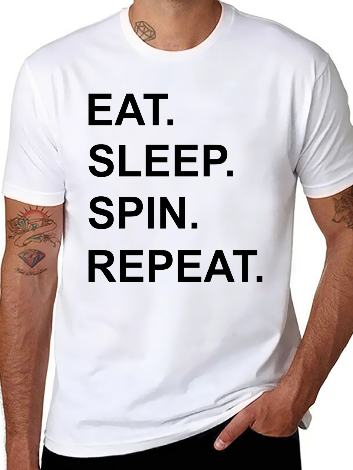 Eat Sleep Spin Repeat Black T-Shirt