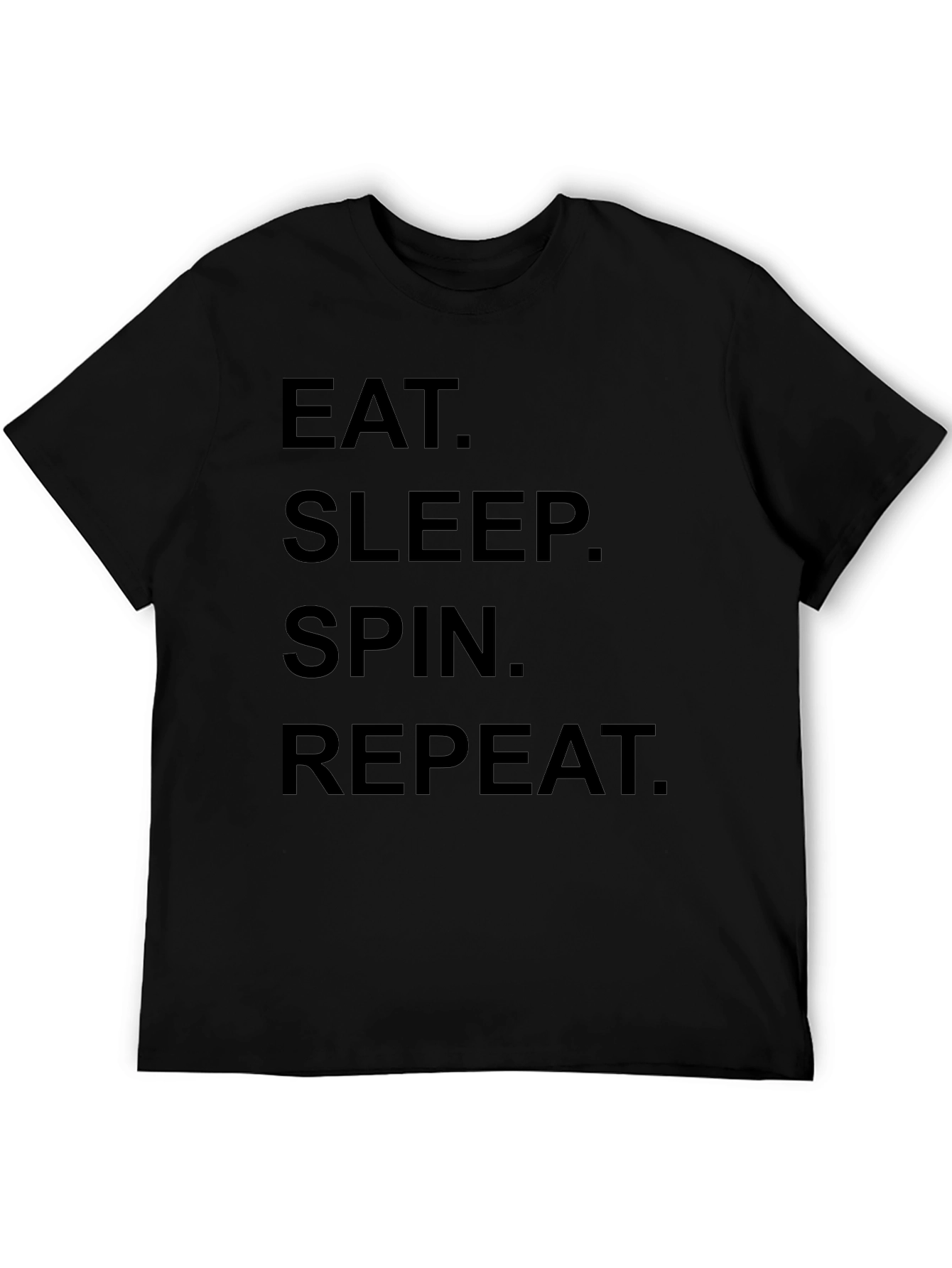 Eat Sleep Spin Repeat Black T-Shirt
