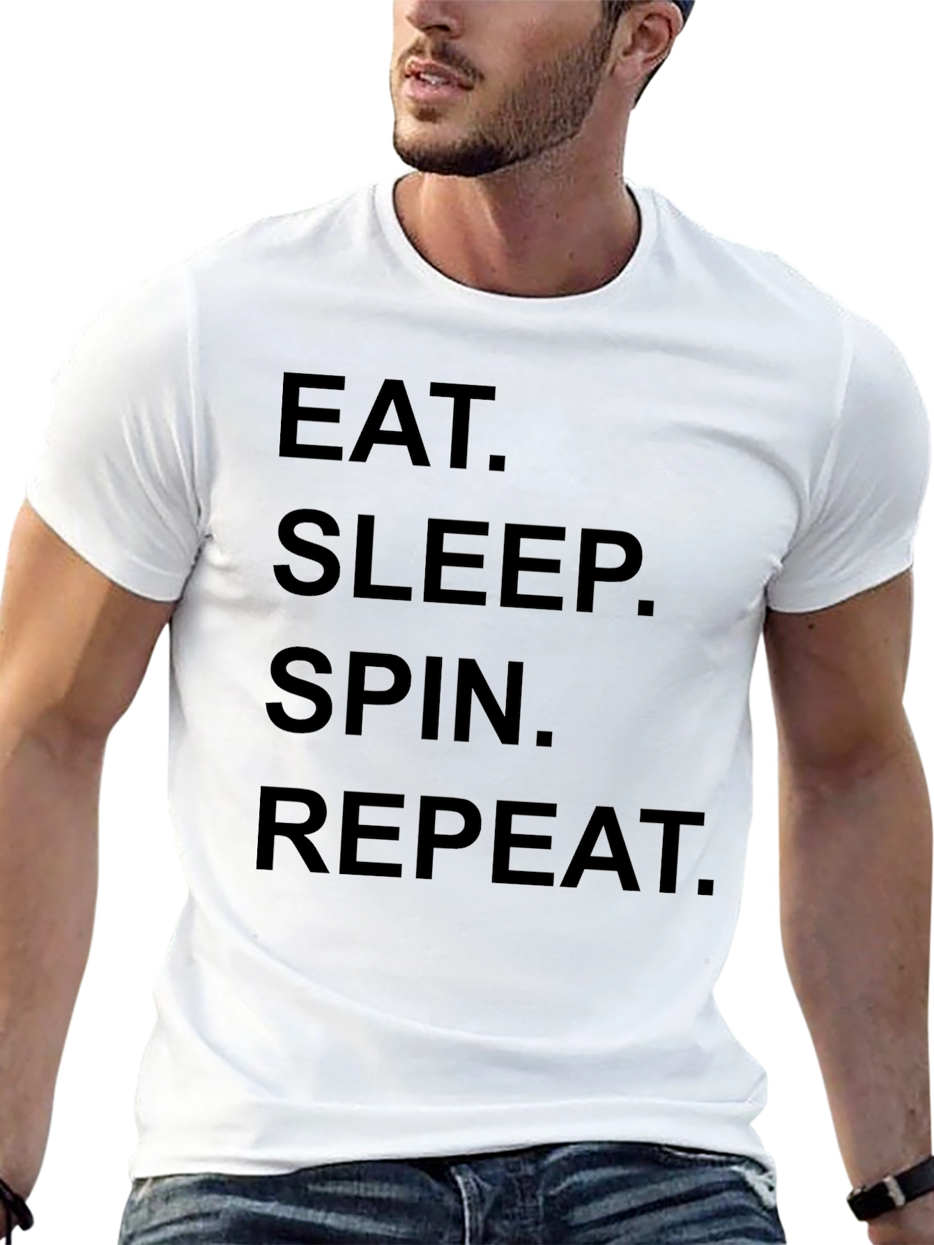 Eat Sleep Spin Repeat Black T-Shirt