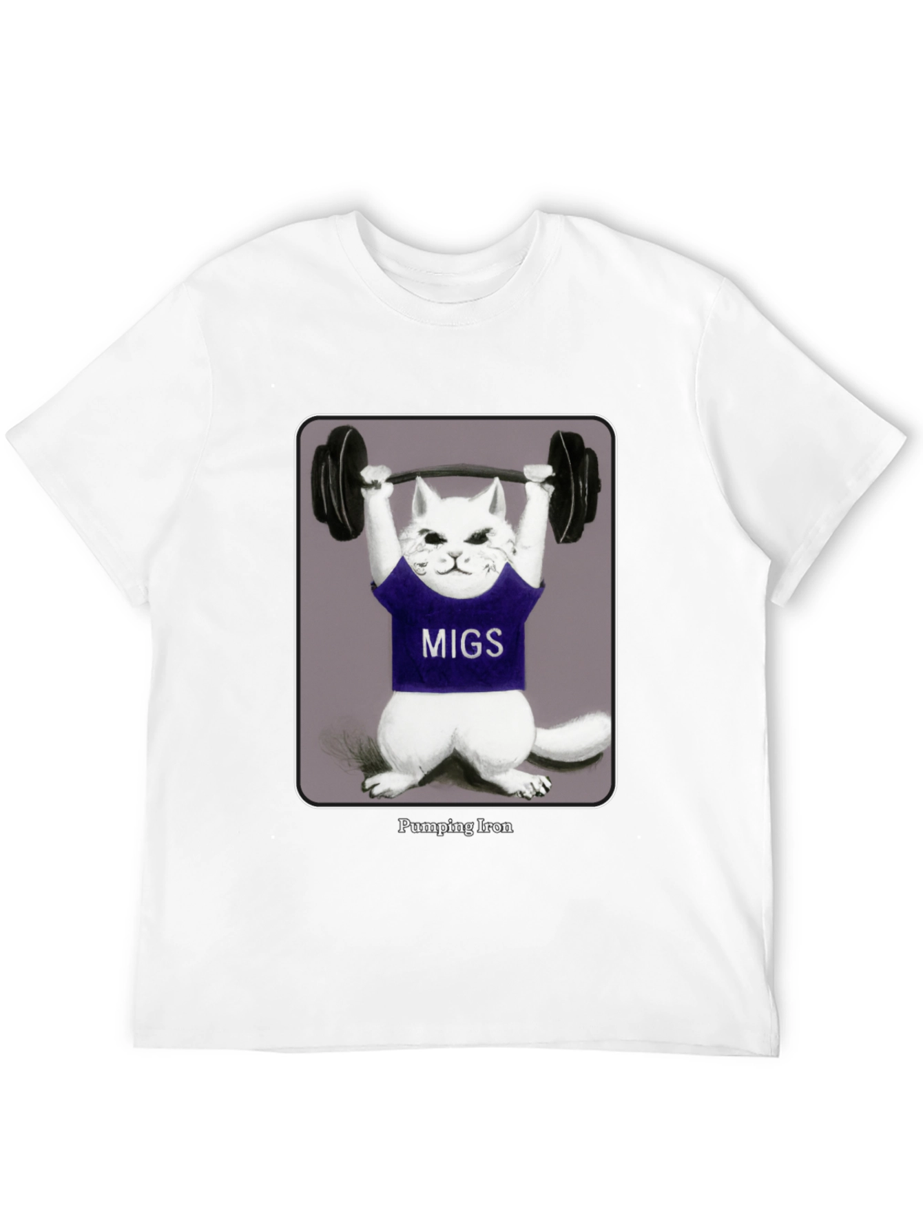Pumping Iron Cat T-Shirt - Funny Workout Tee