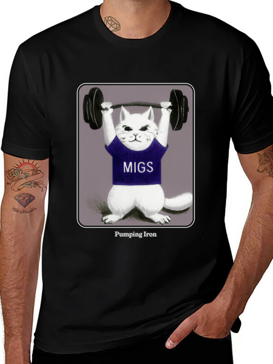 Pumping Iron Cat T-Shirt - Funny Workout Tee