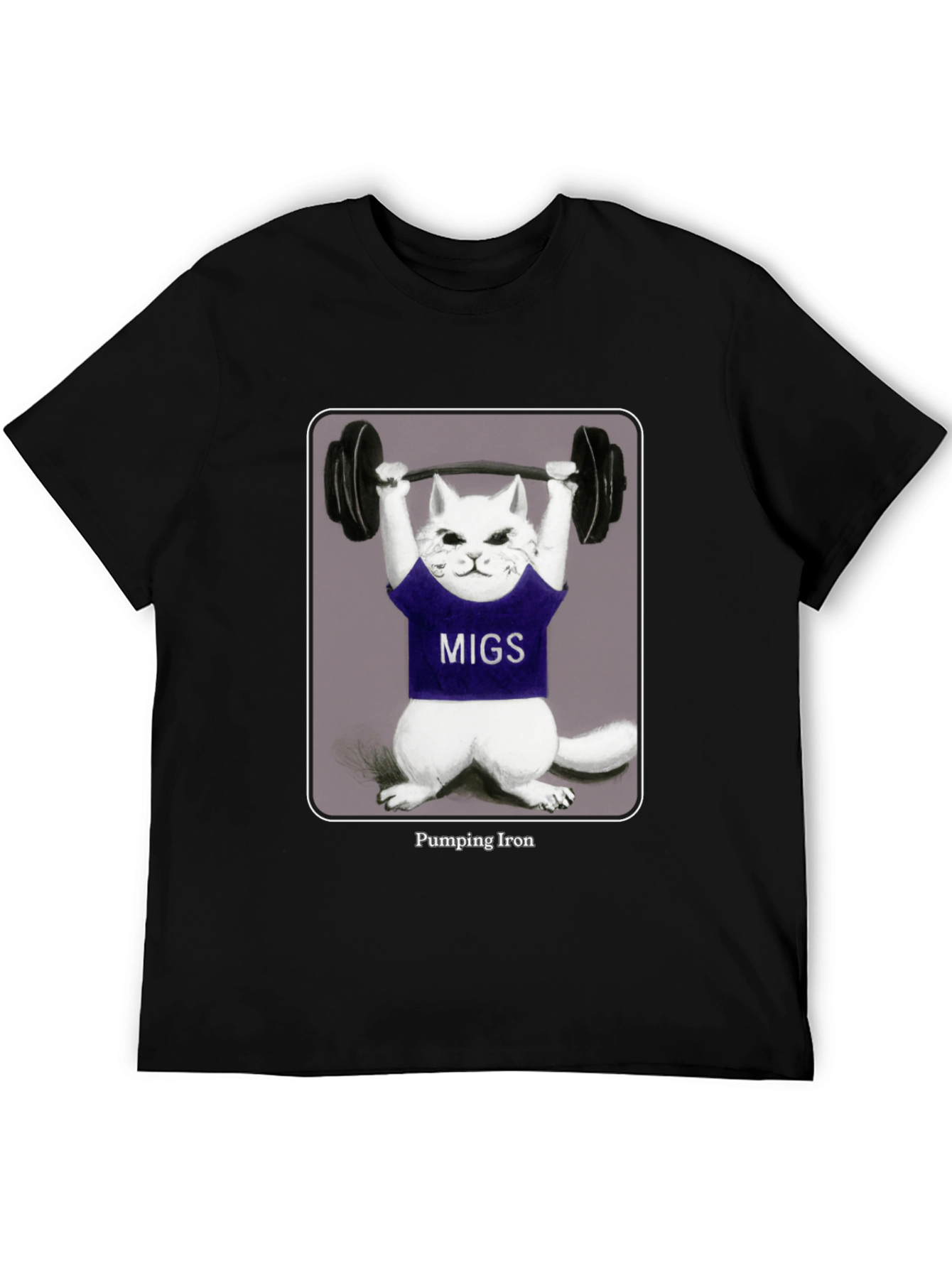 Pumping Iron Cat T-Shirt - Funny Workout Tee