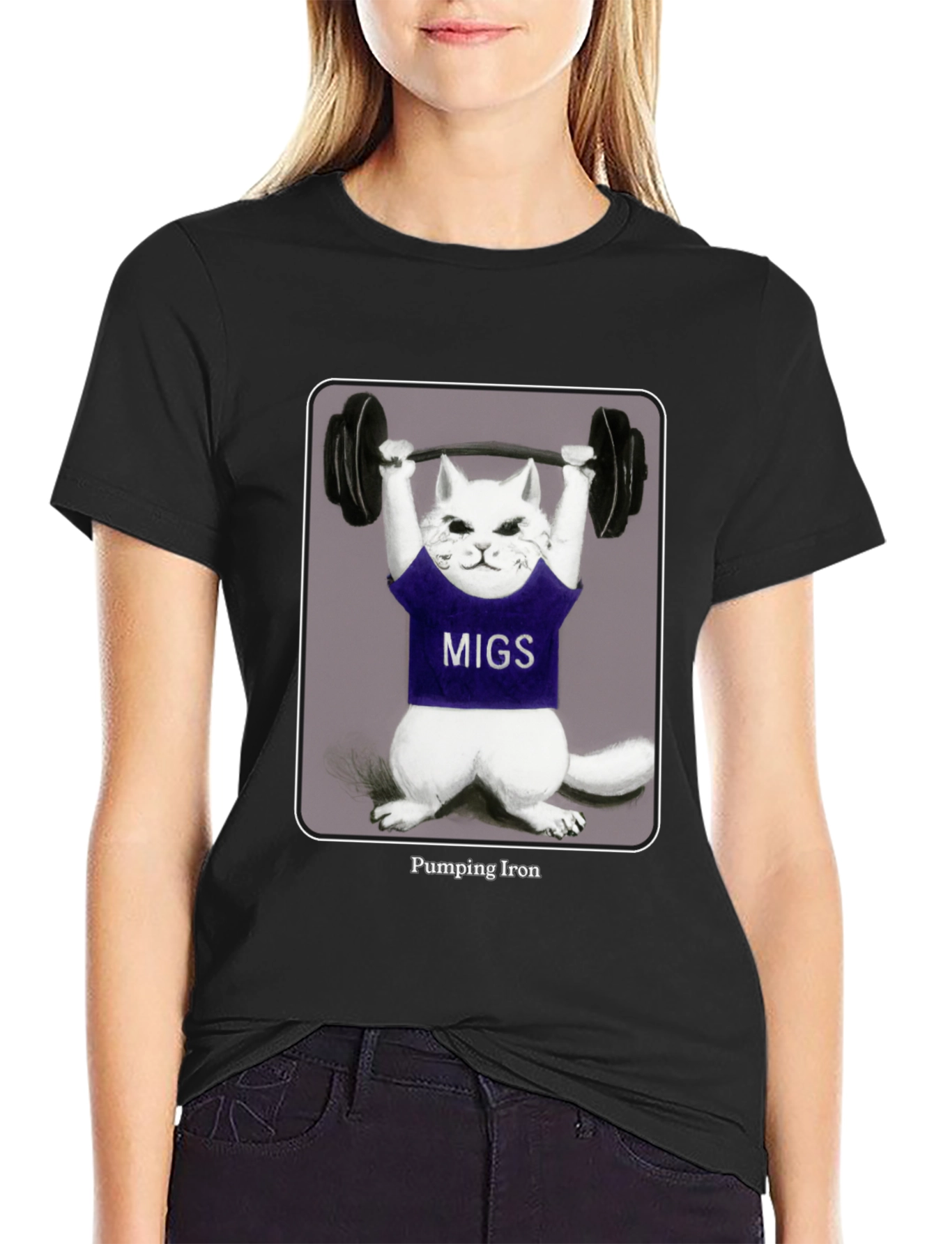 Pumping Iron Cat T-Shirt - Funny Workout Tee