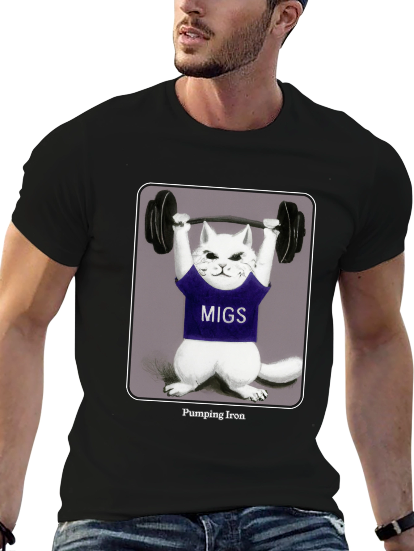 Pumping Iron Cat T-Shirt - Funny Workout Tee