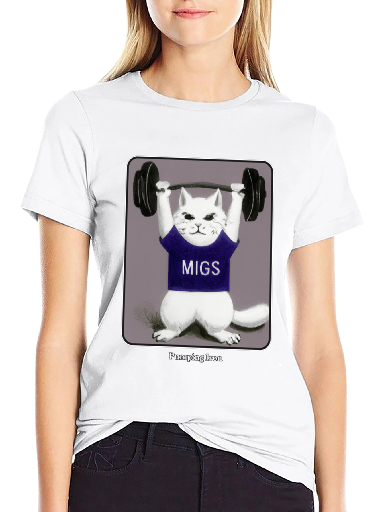 Pumping Iron Cat T-Shirt - Funny Workout Tee