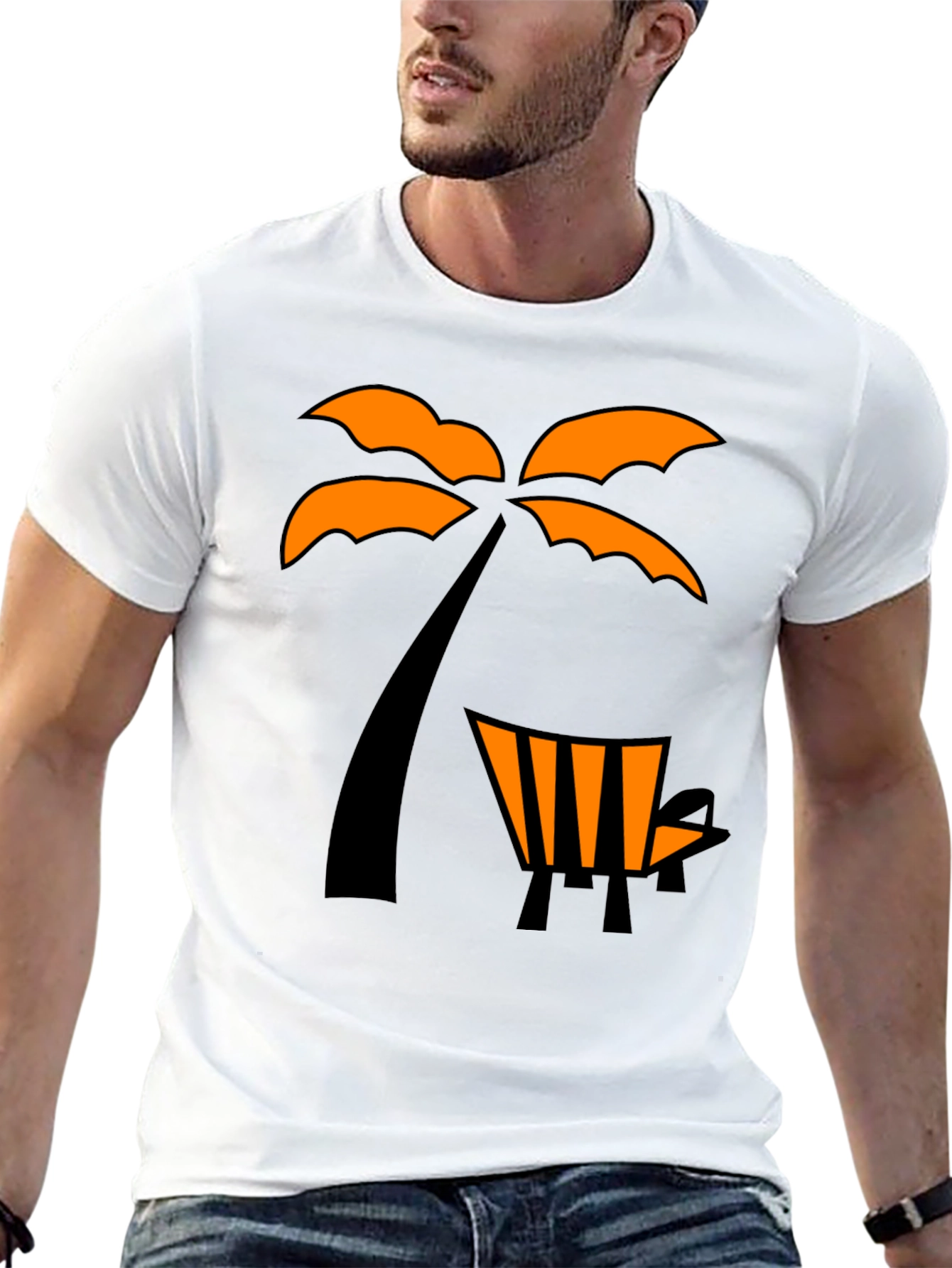 Tropical Palm Tree & Beach Chair Graphic Tee