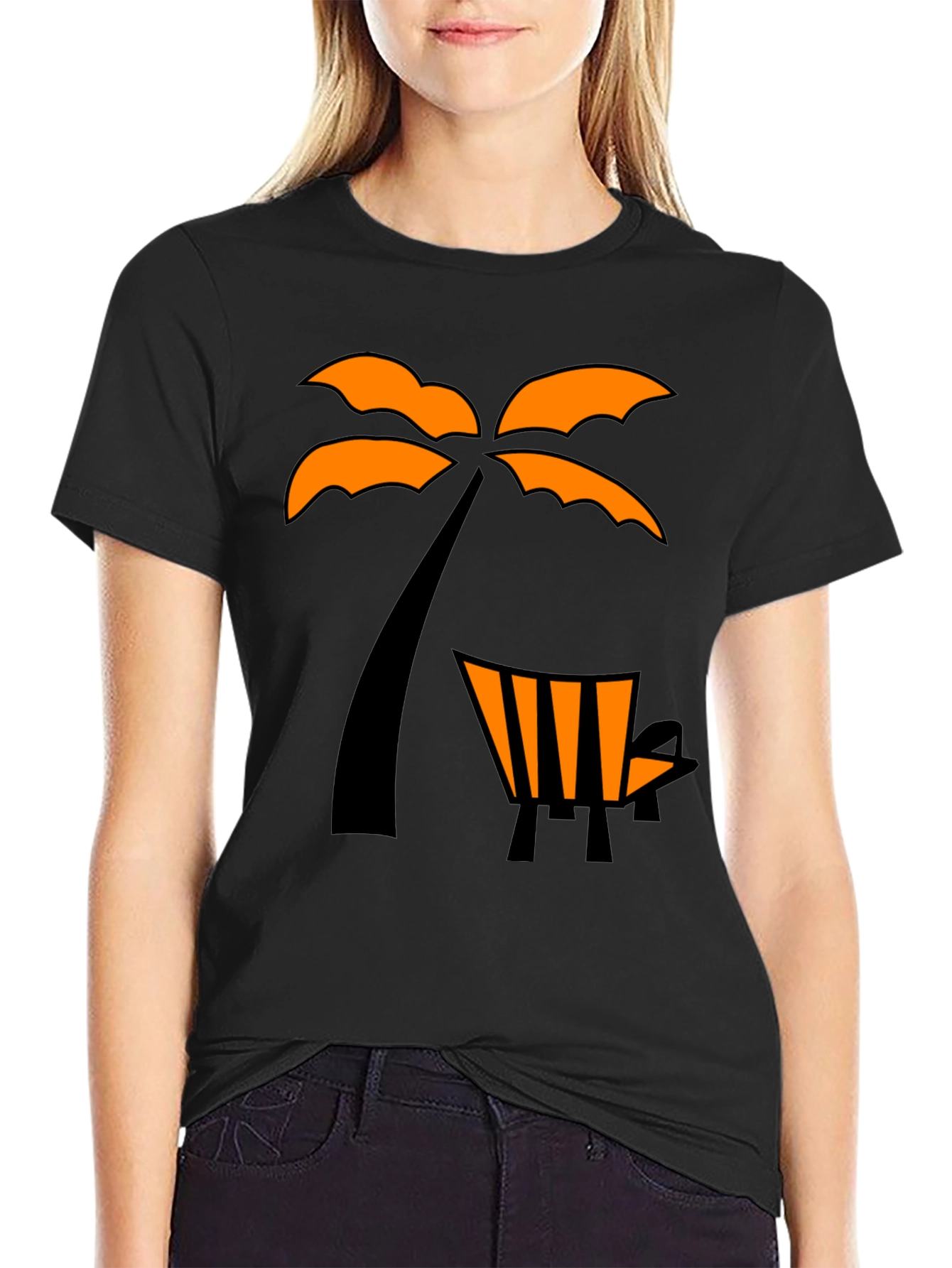 Tropical Palm Tree & Beach Chair Graphic Tee