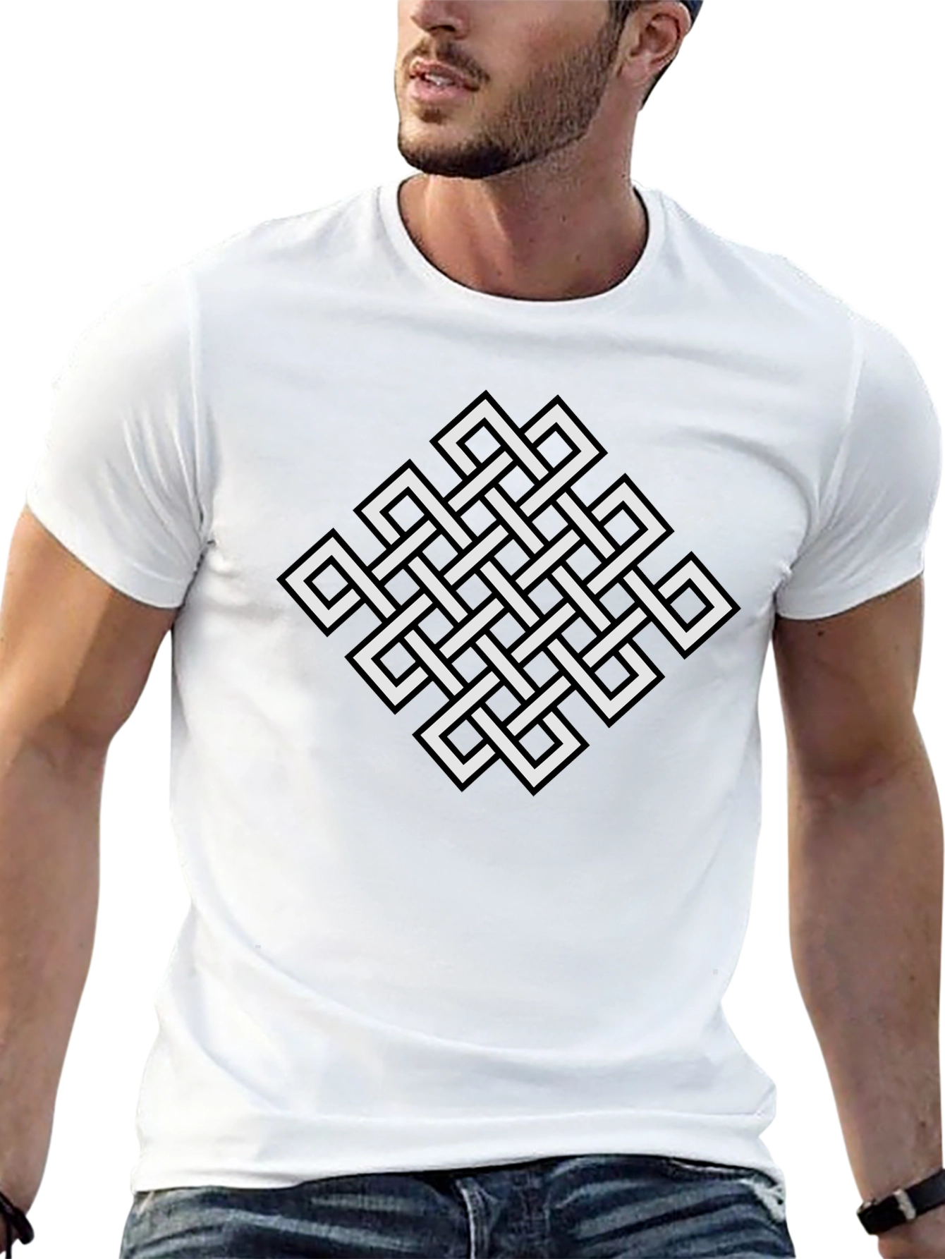 Endless Knot Graphic Tee - Black Cotton T-Shirt