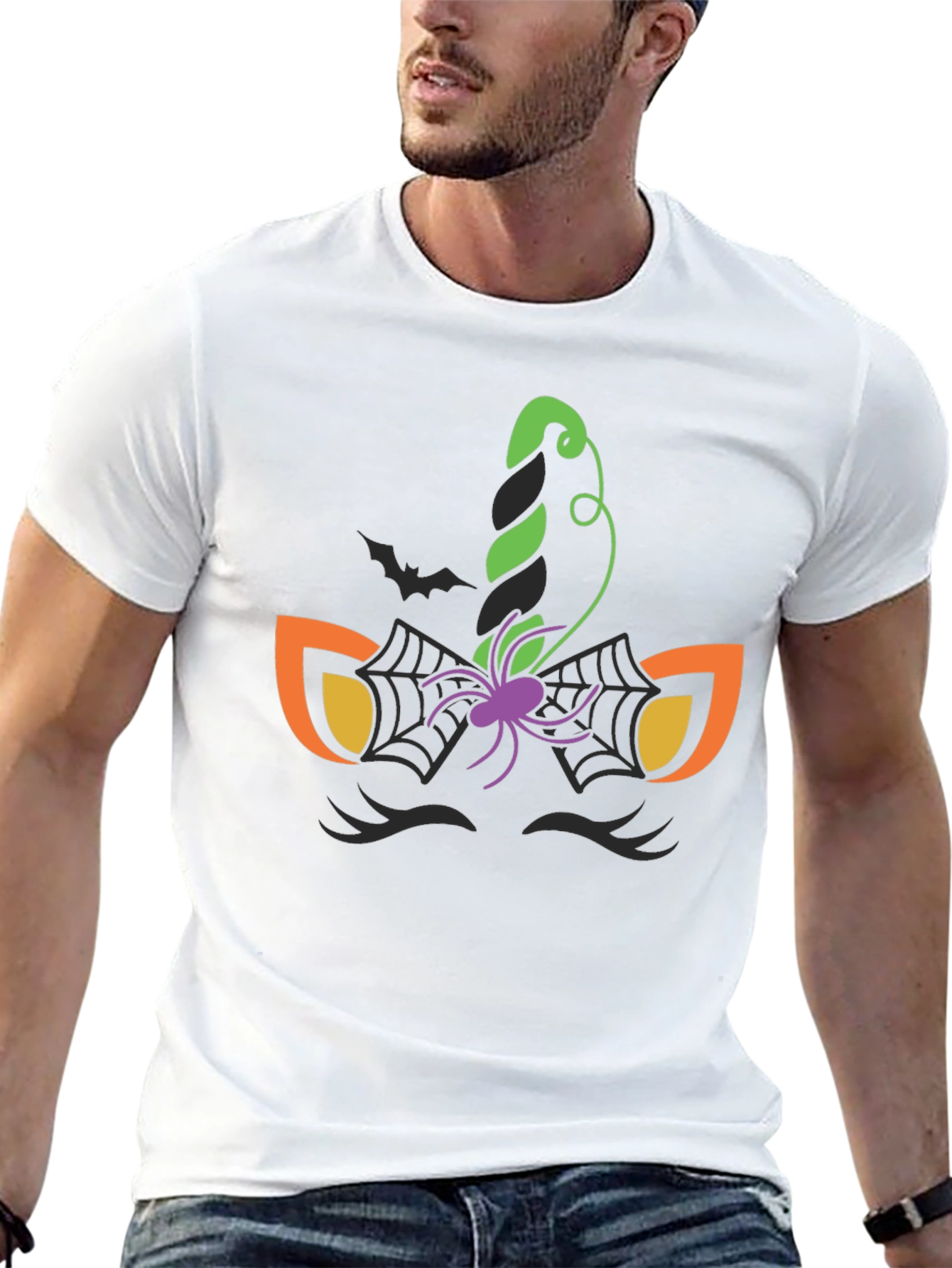 Halloween Unicorn Spider Web Graphic Tee