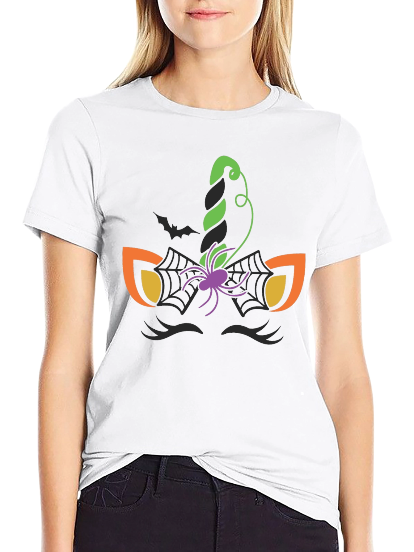 Halloween Unicorn Spider Web Graphic Tee