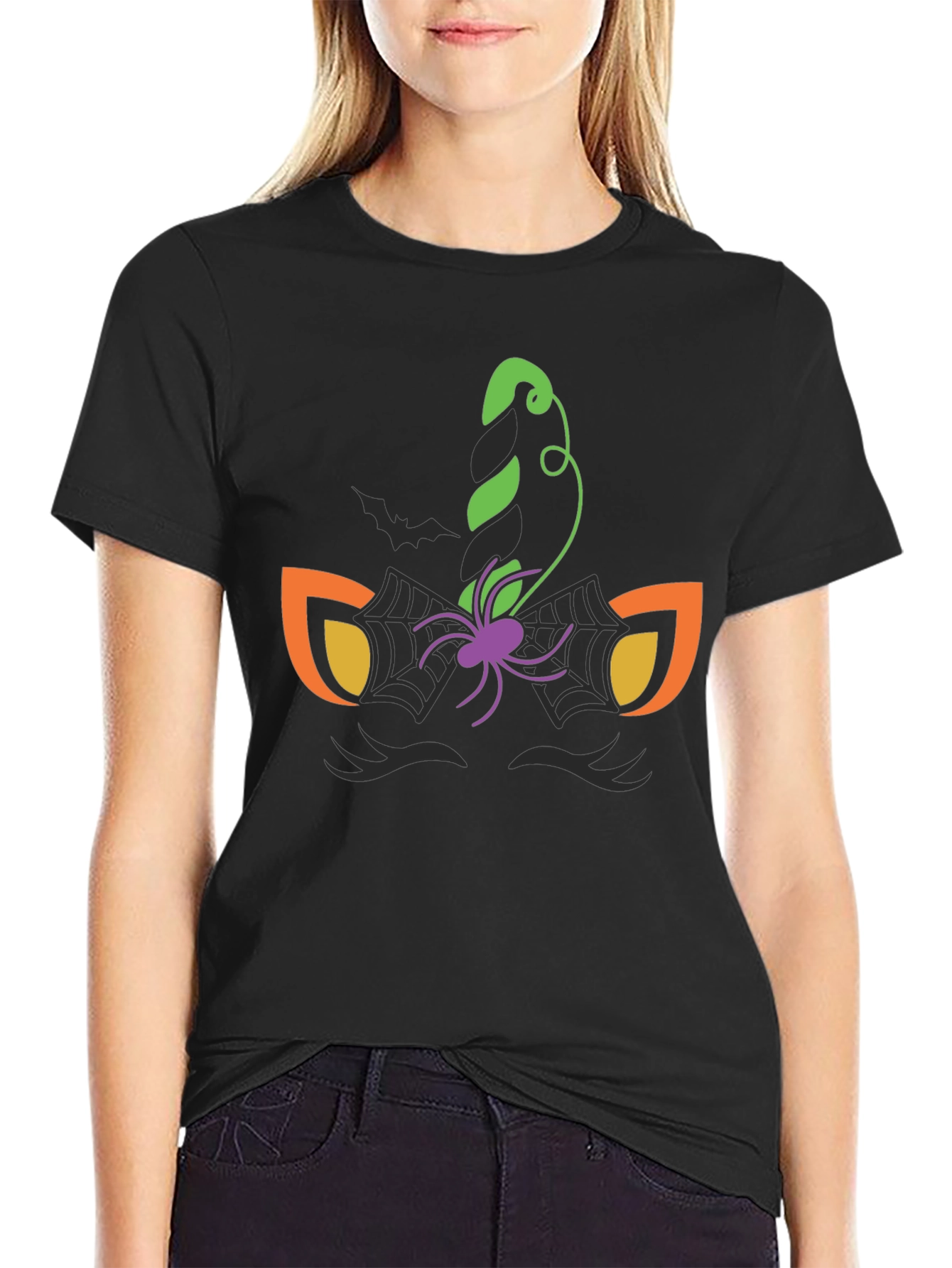 Halloween Unicorn Spider Web Graphic Tee