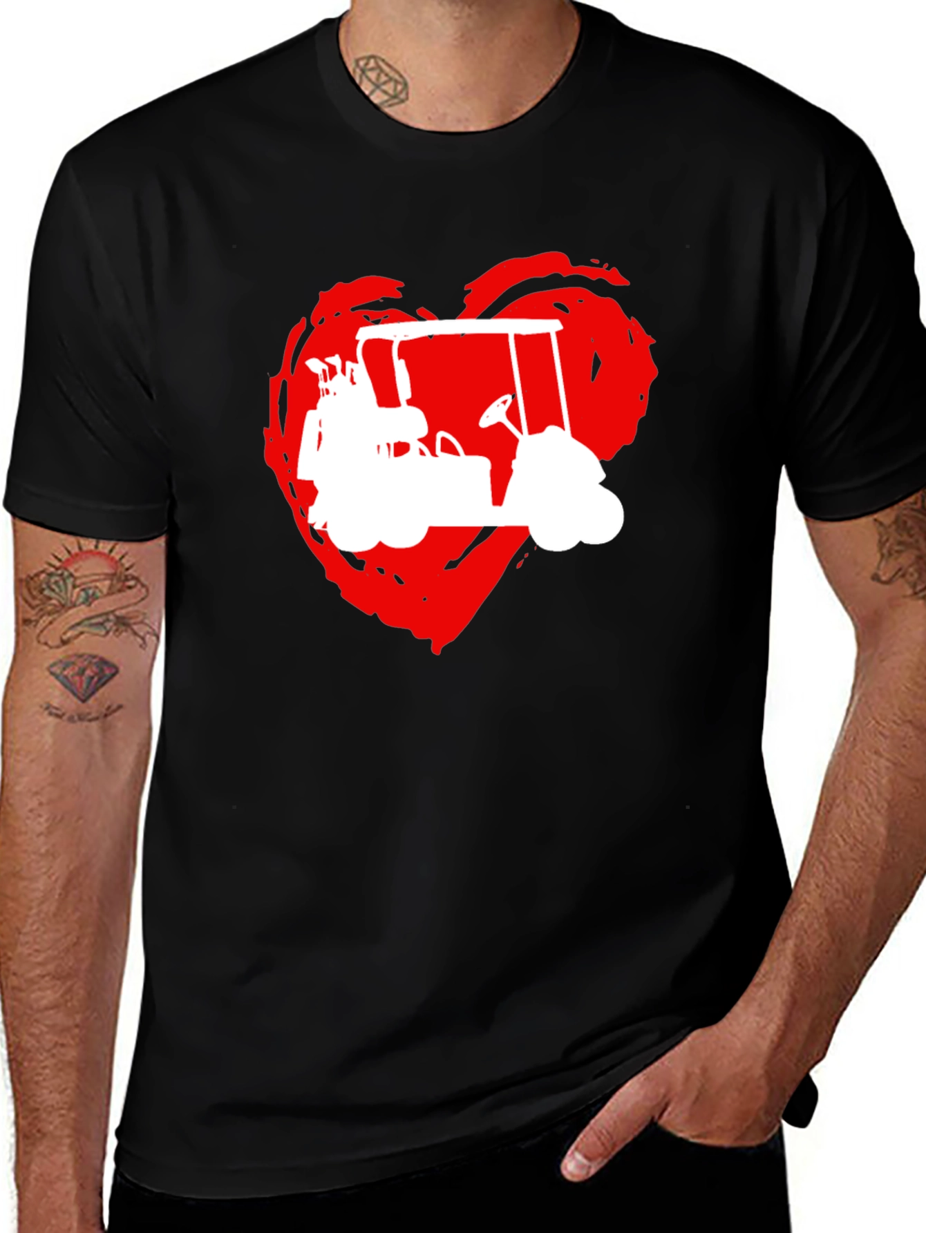 Golf Cart Heart Graphic T-Shirt