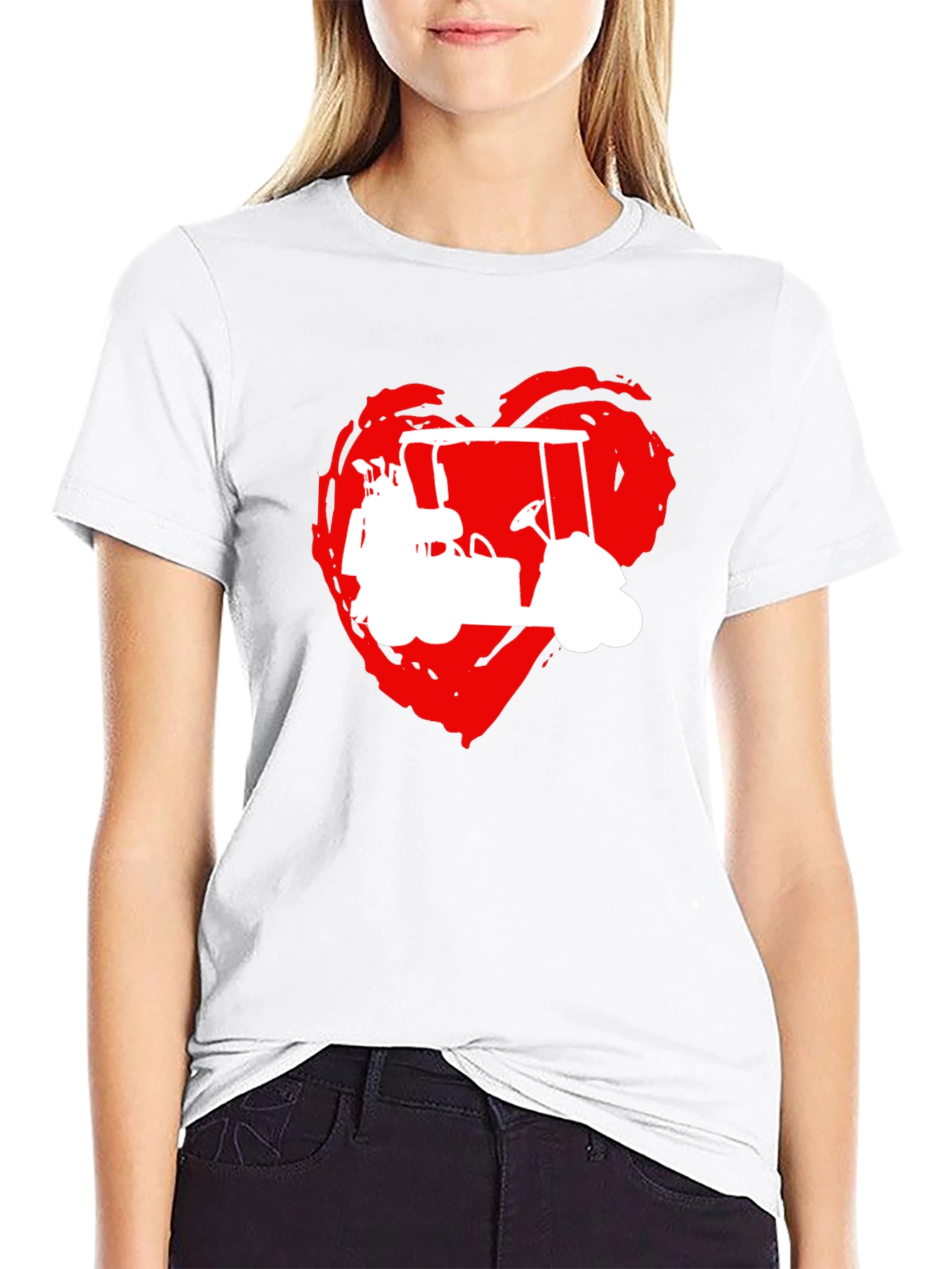 Golf Cart Heart Graphic T-Shirt