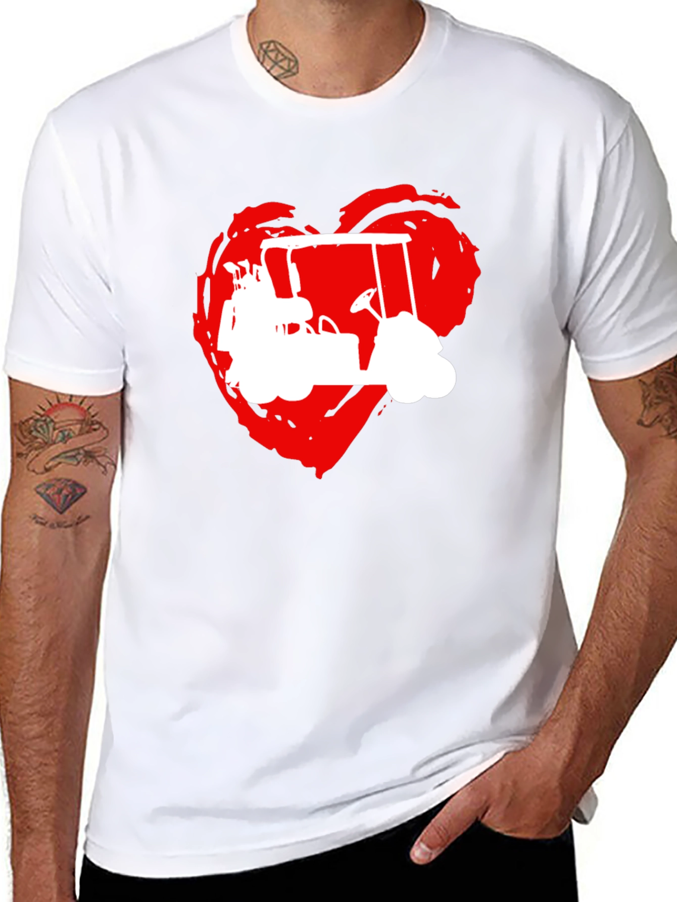 Golf Cart Heart Graphic T-Shirt