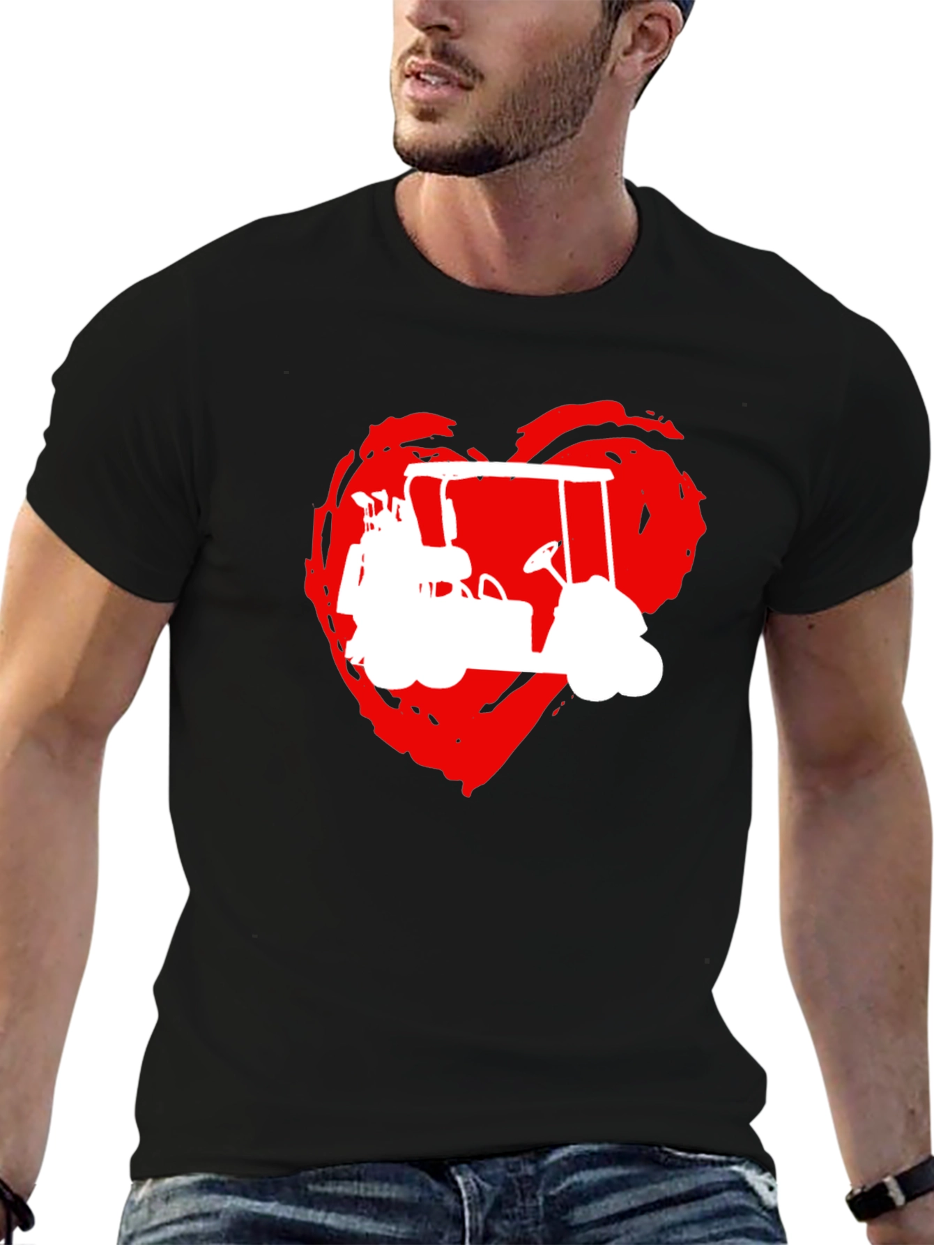 Golf Cart Heart Graphic T-Shirt